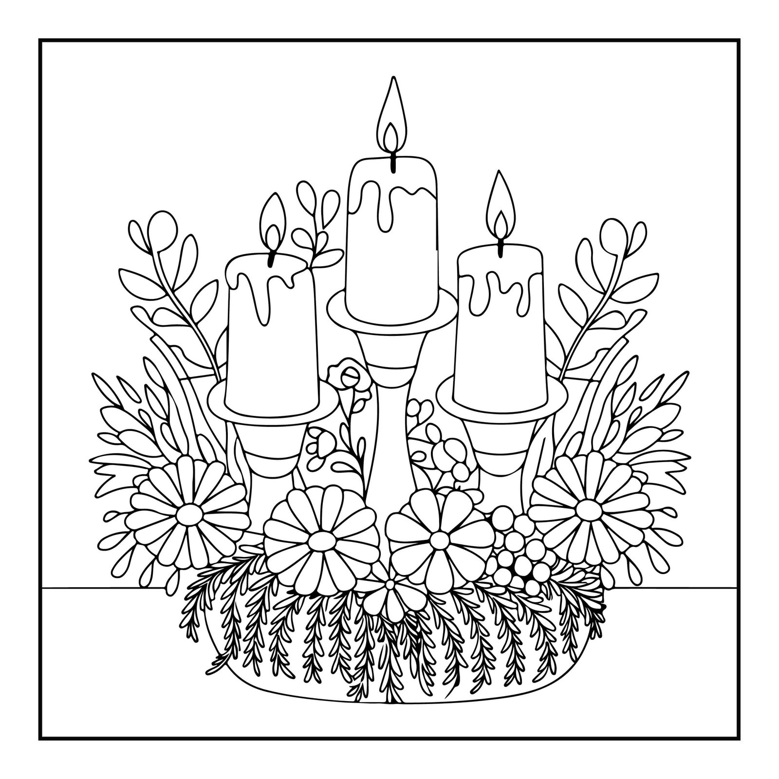 Candle Table Decoration Coloring Page
