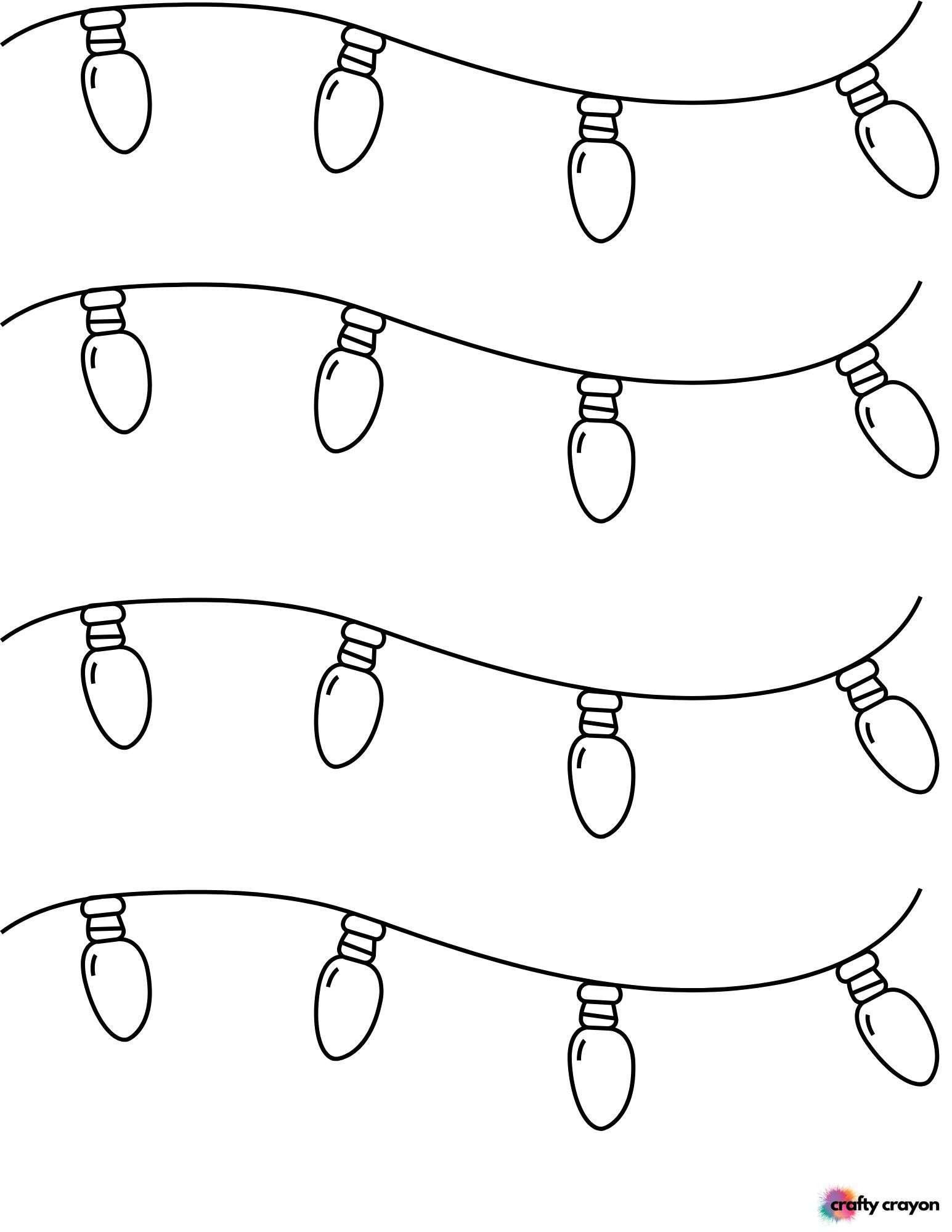 Christmas Bulb Coloring Page String Lights