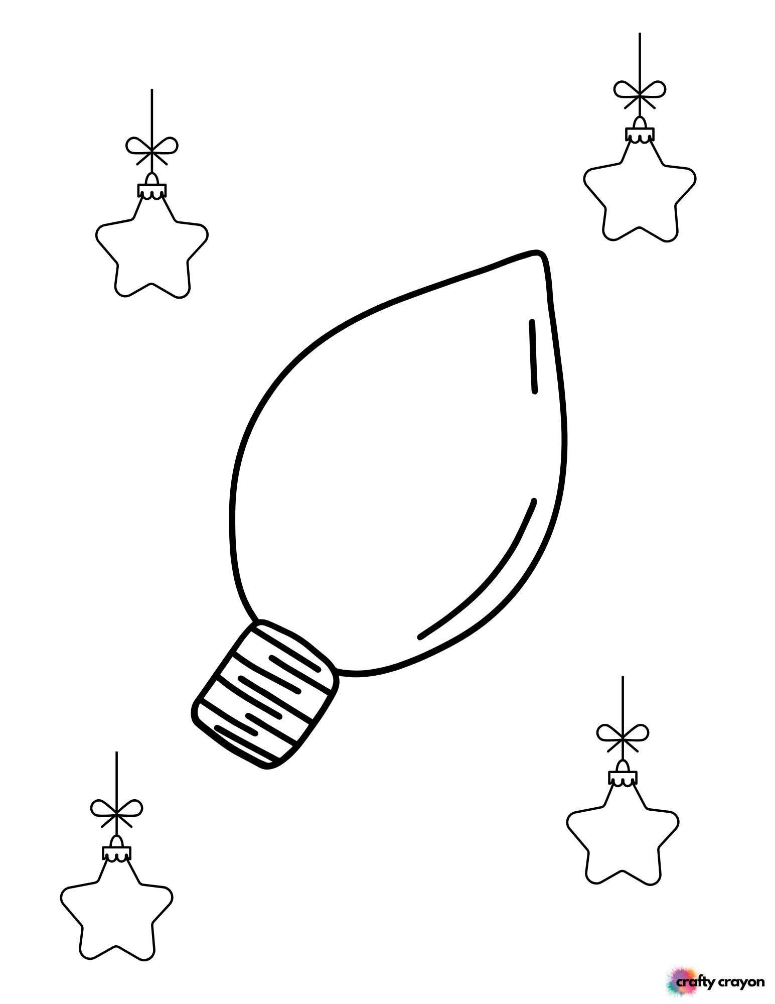 Christmas Bulb Coloring Page With Star Lights