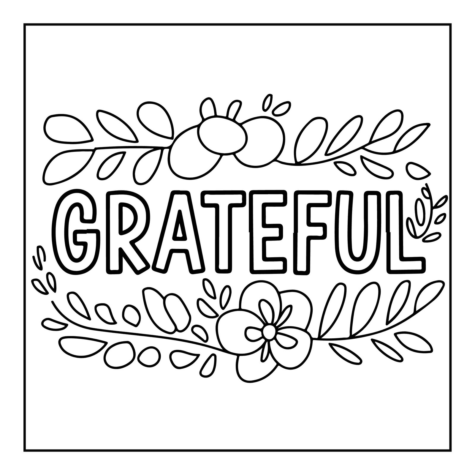 Grateful Thanksgiving Coloring Page