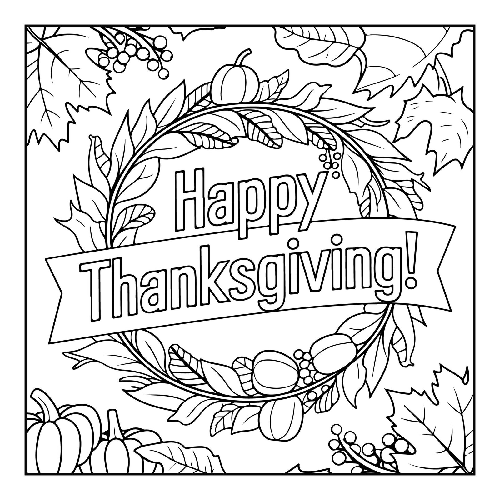 Happy Thanksgiving Reef Coloring Page