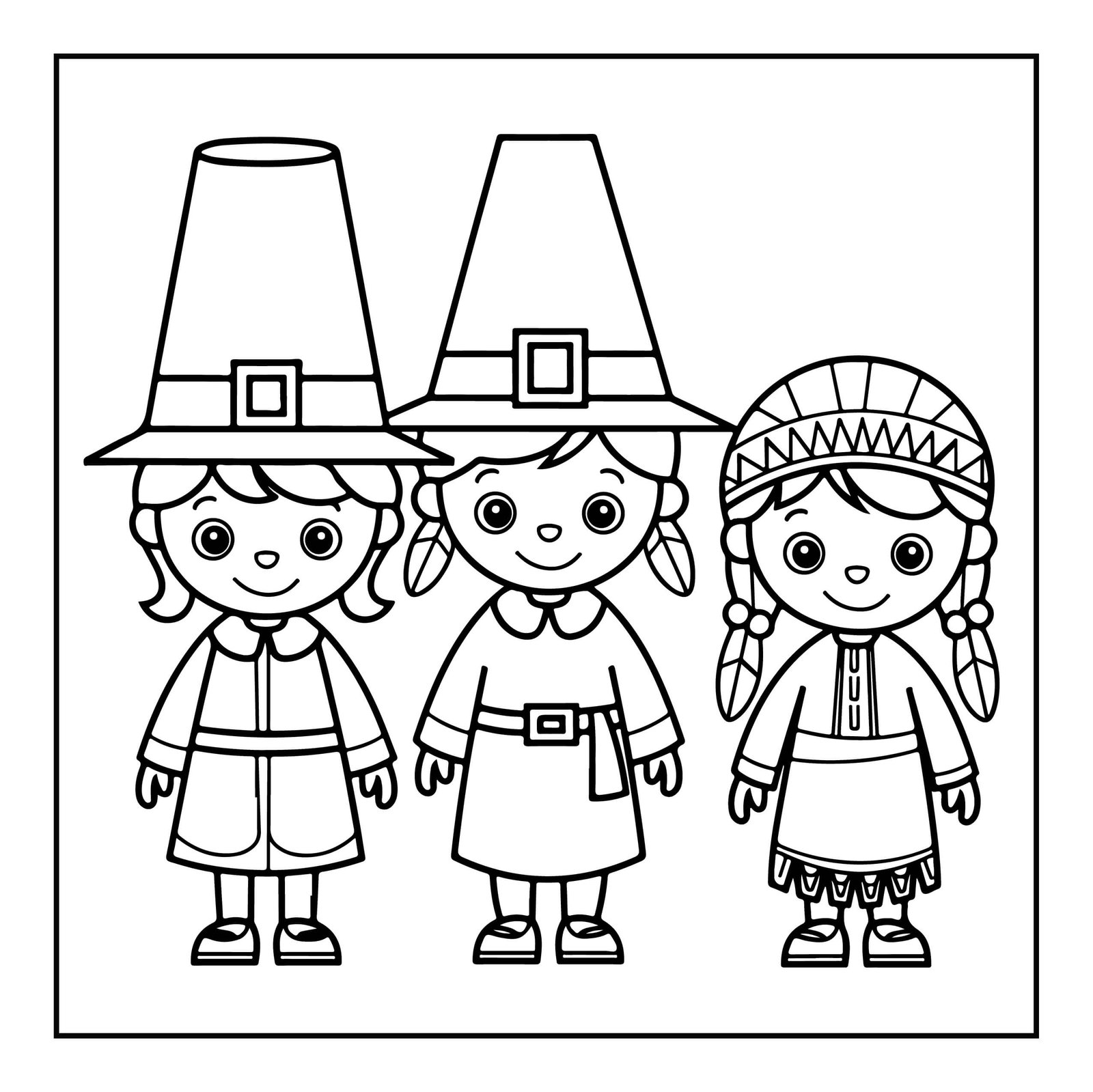 Heritage Kids Thanskgiving Coloring Page
