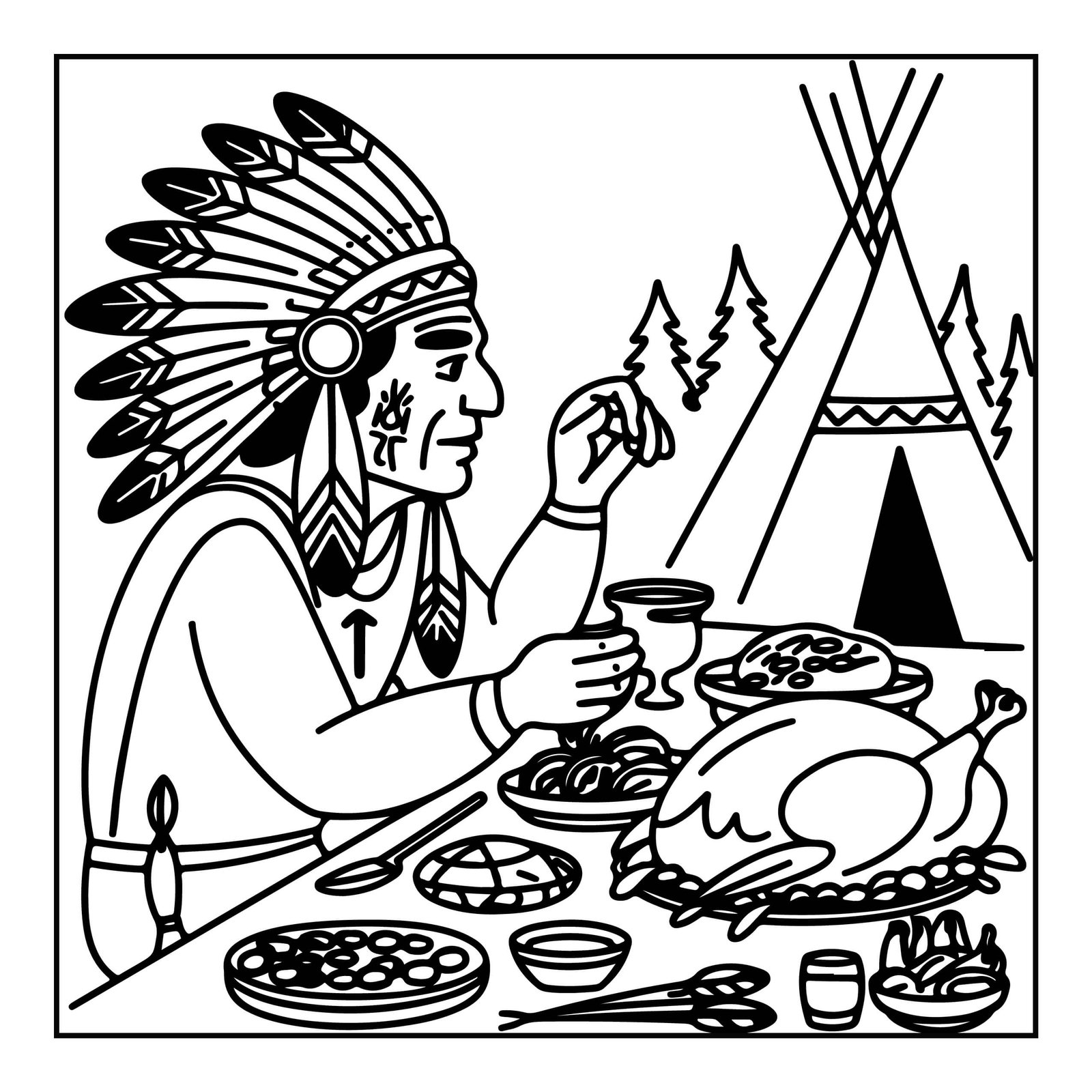 Native American Tribe Coloring Page