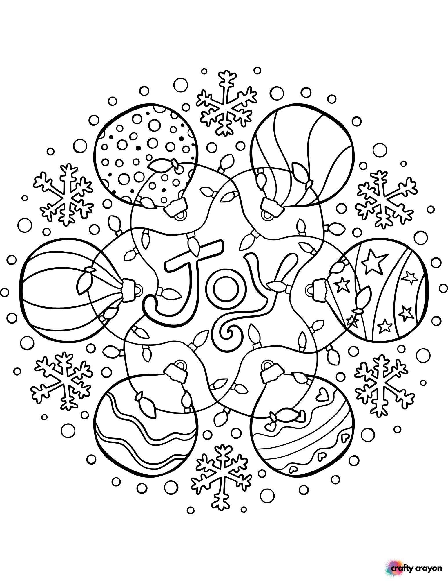 Joy Christmas Bulb Coloring Page