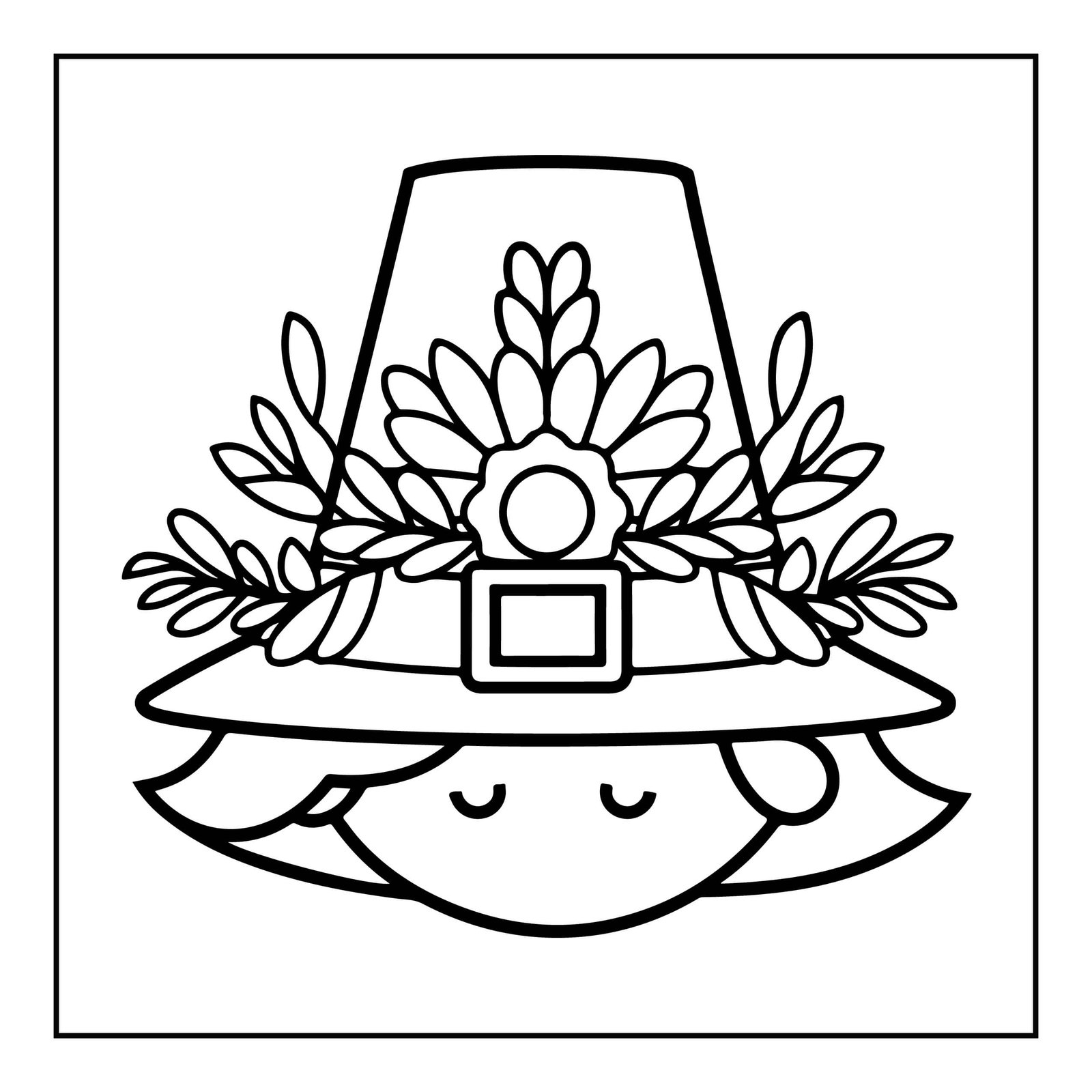 Pilgrims Hat Girl Coloring Page