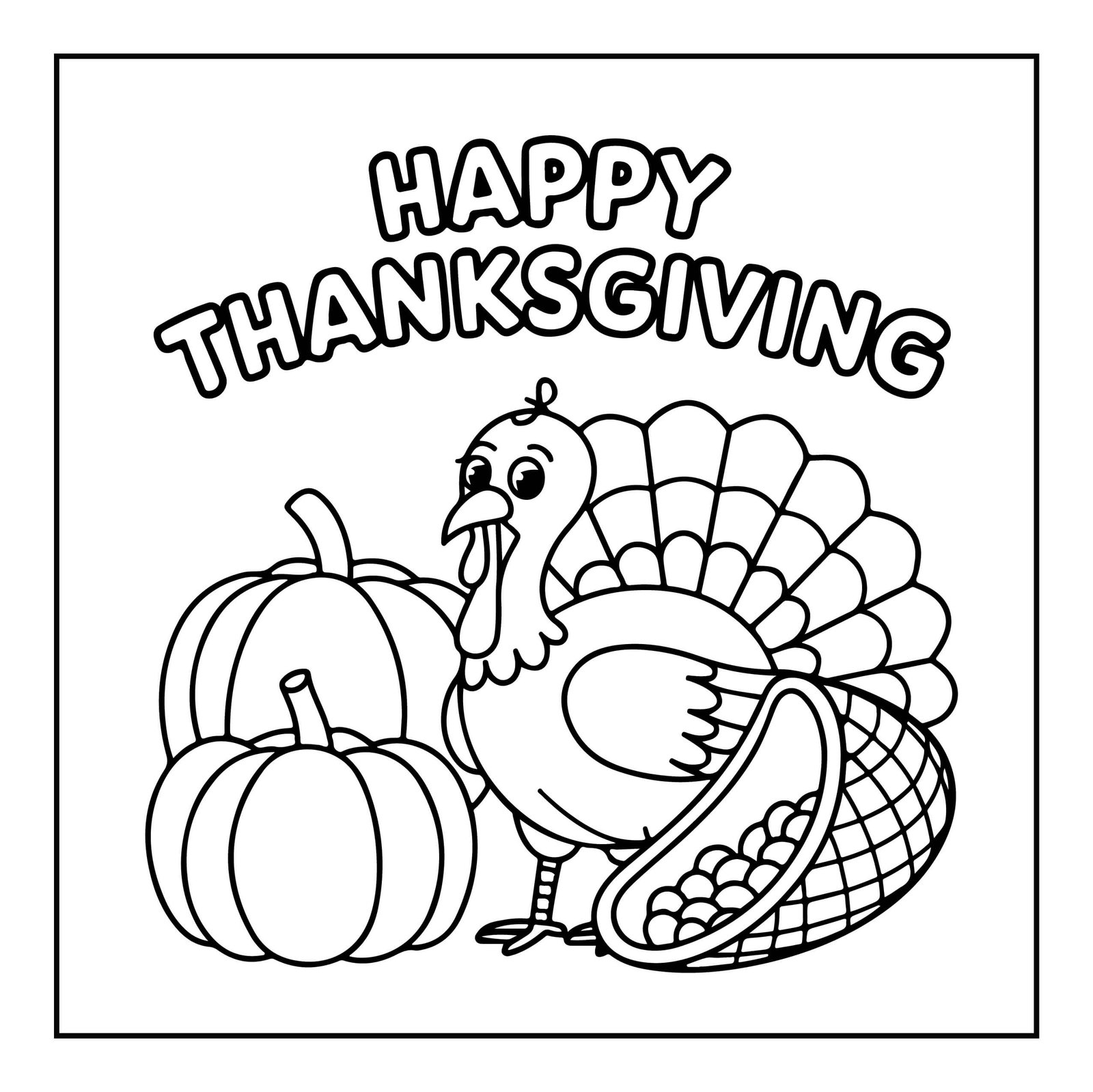 Turkey Happy Thanksgiving Coloring Page