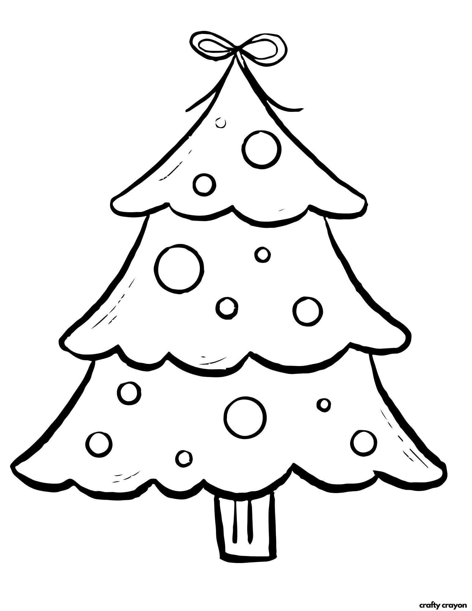 printable christmas tree coloring page bulbs