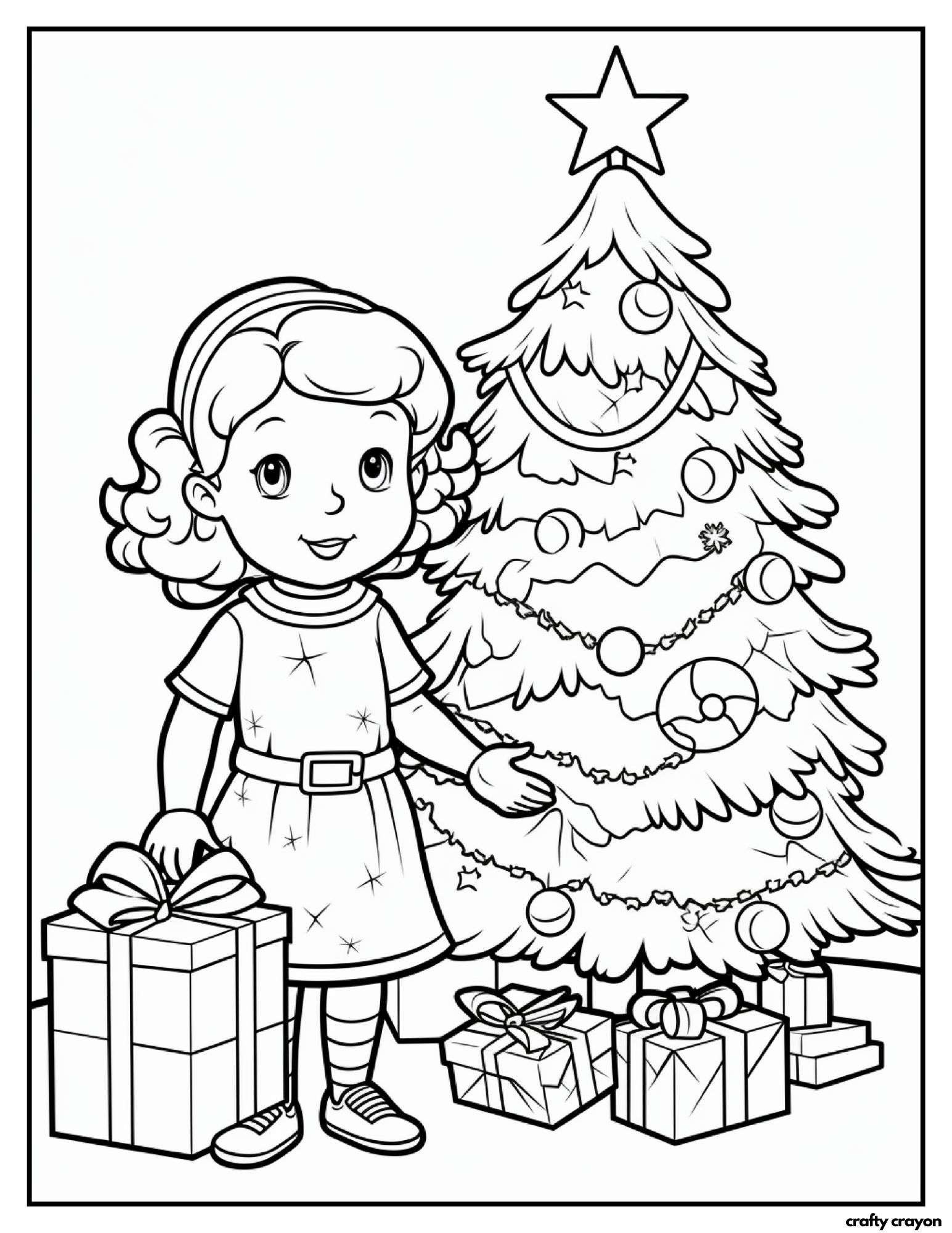 printable christmas tree coloring page kids