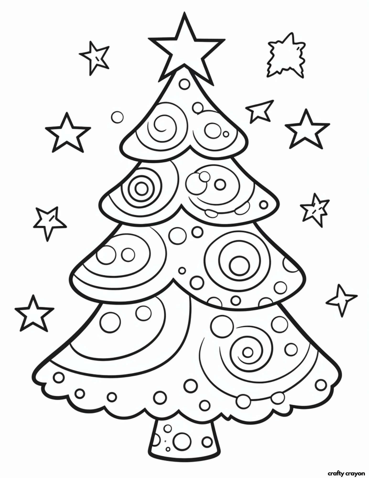 printable christmas tree coloring page swirls