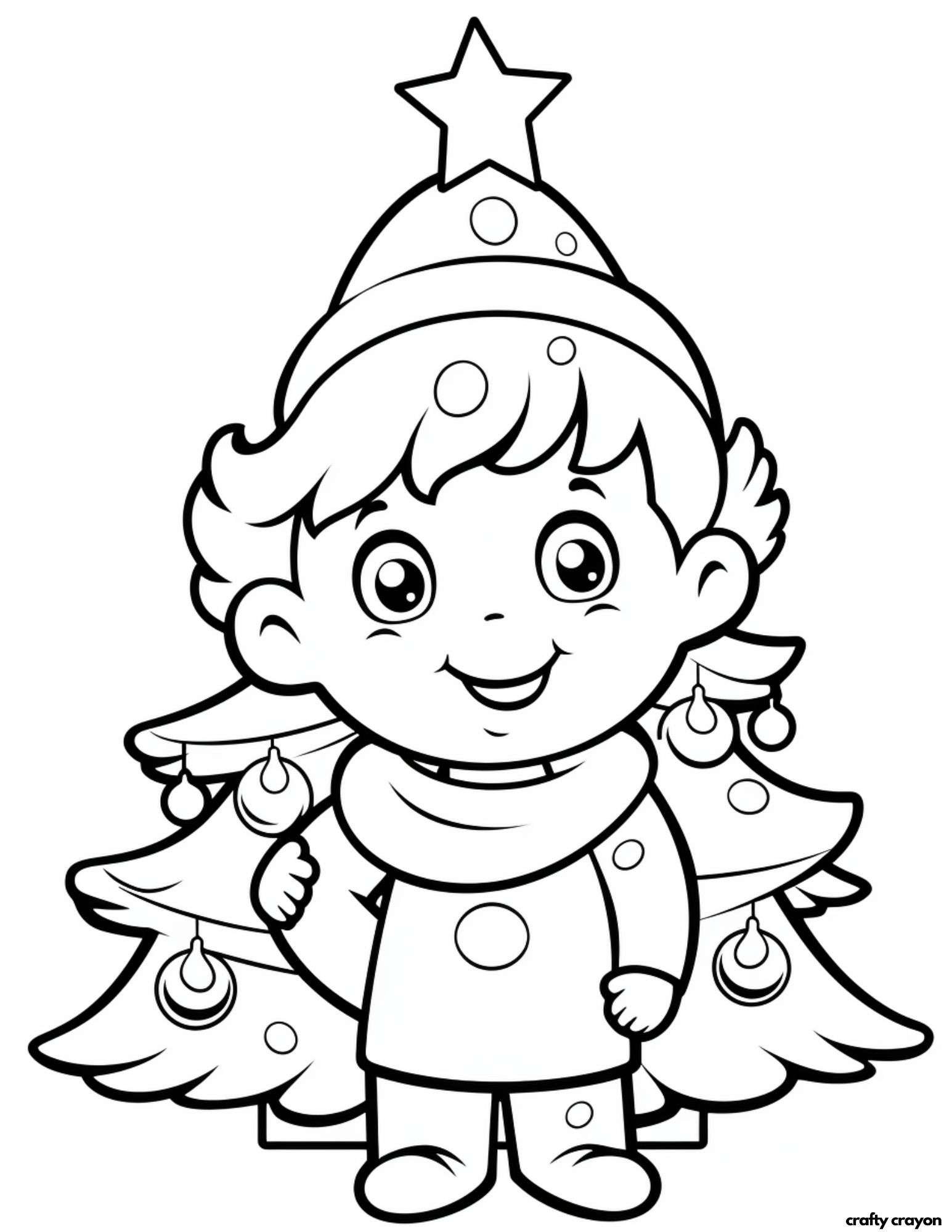 printable christmas tree coloring page with gifts