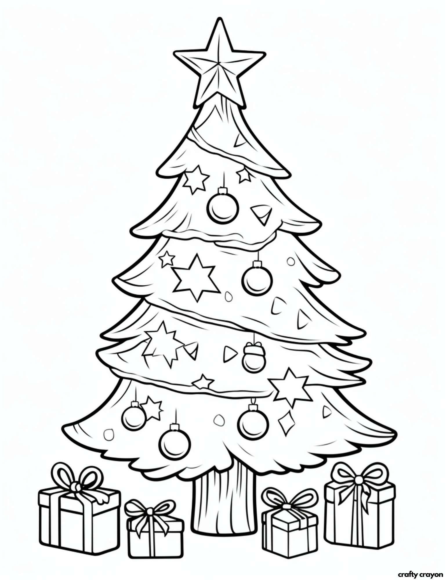 printable christmas tree coloring page ornaments