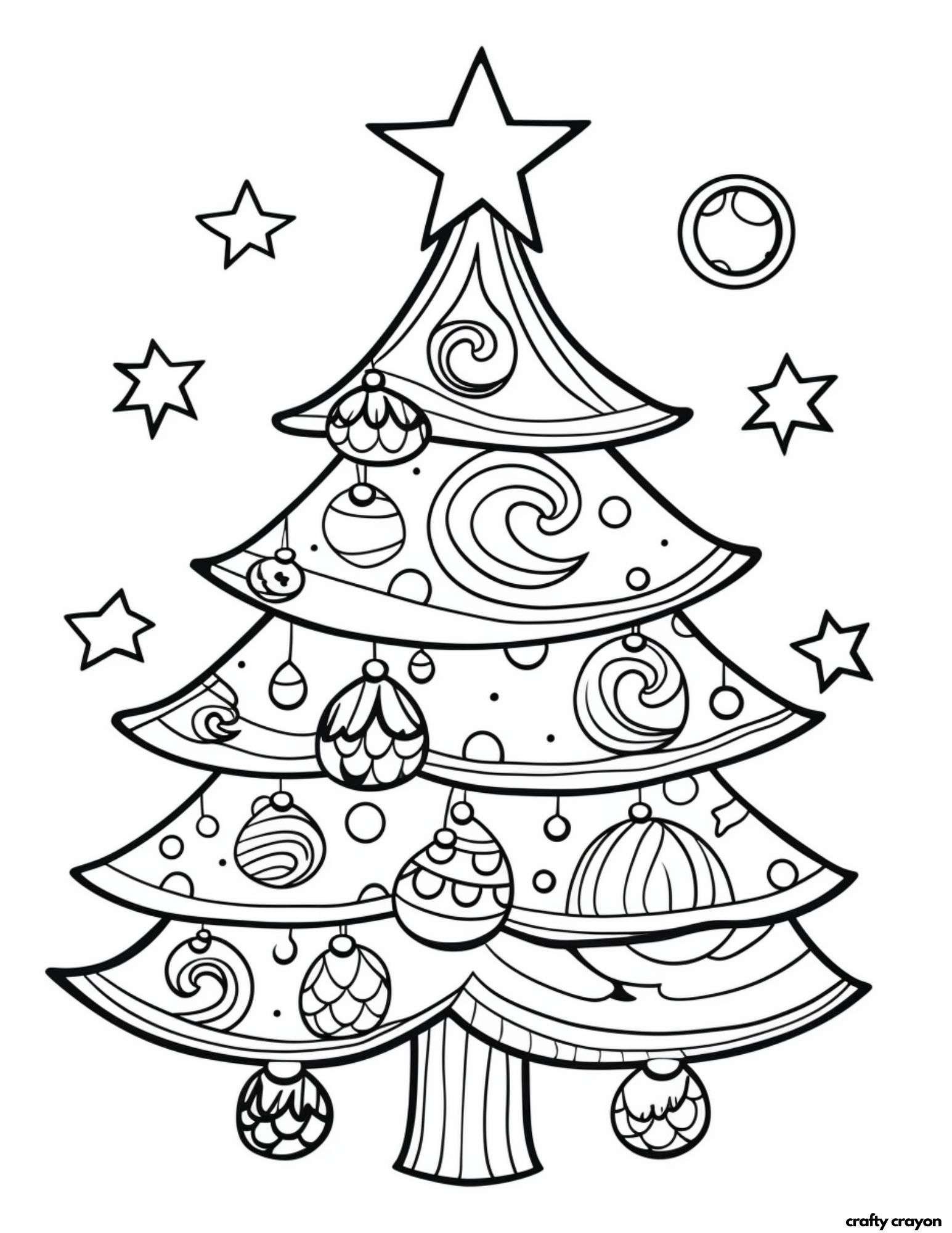 printable christmas tree coloring page intricate design