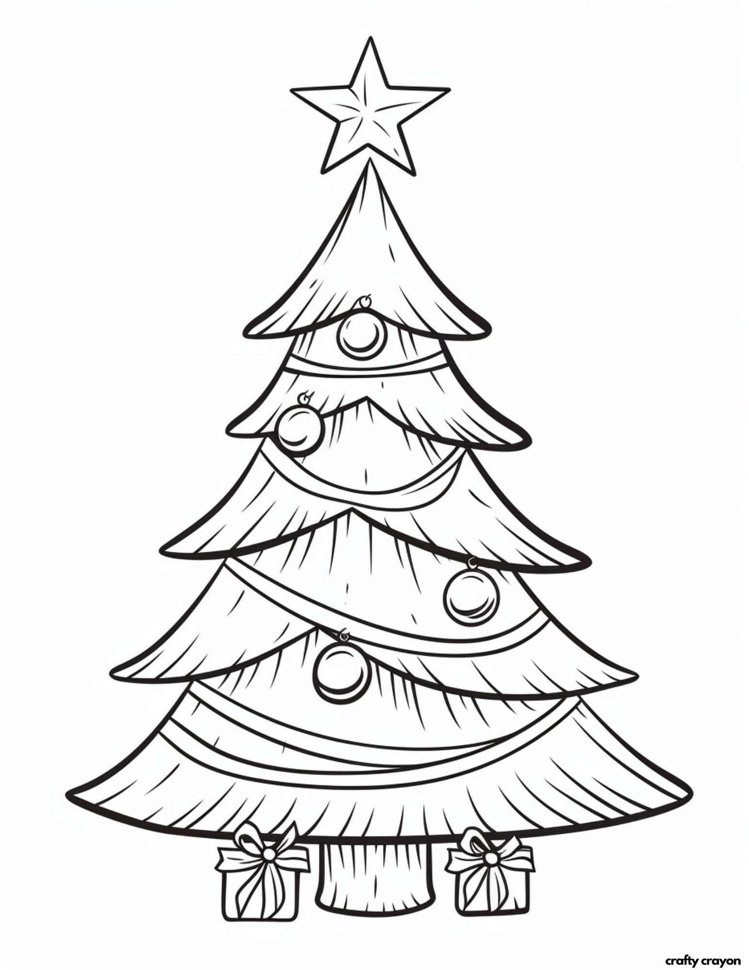 printable christmas tree coloring page decorations and gifts