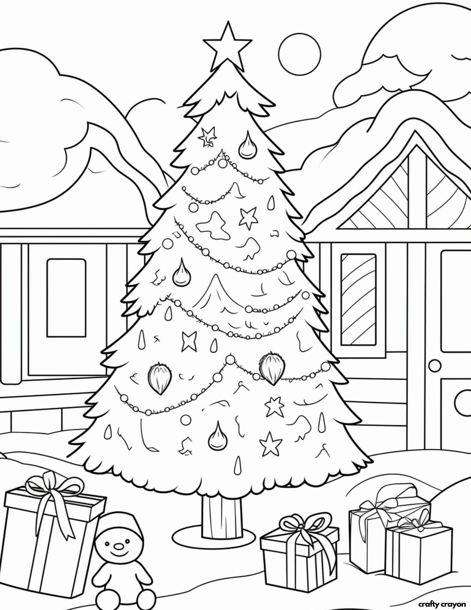 printable christmas tree coloring page for kids