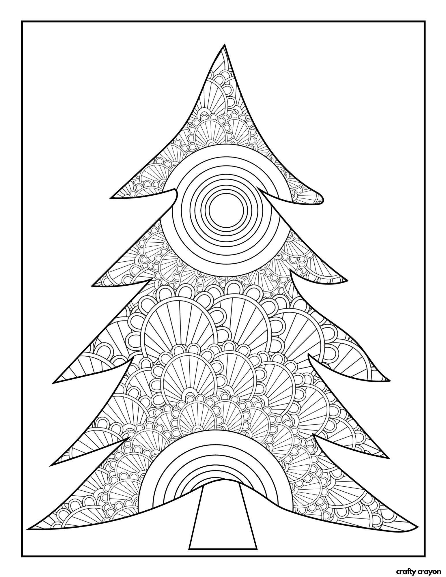 printable christmas tree mandala coloring page