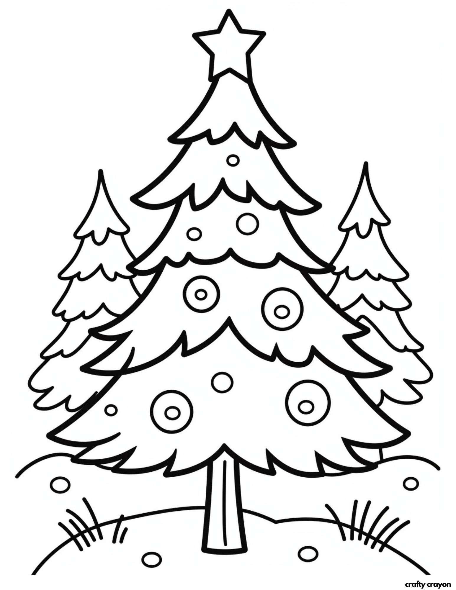 simple christmas tree coloring page with ornaments
