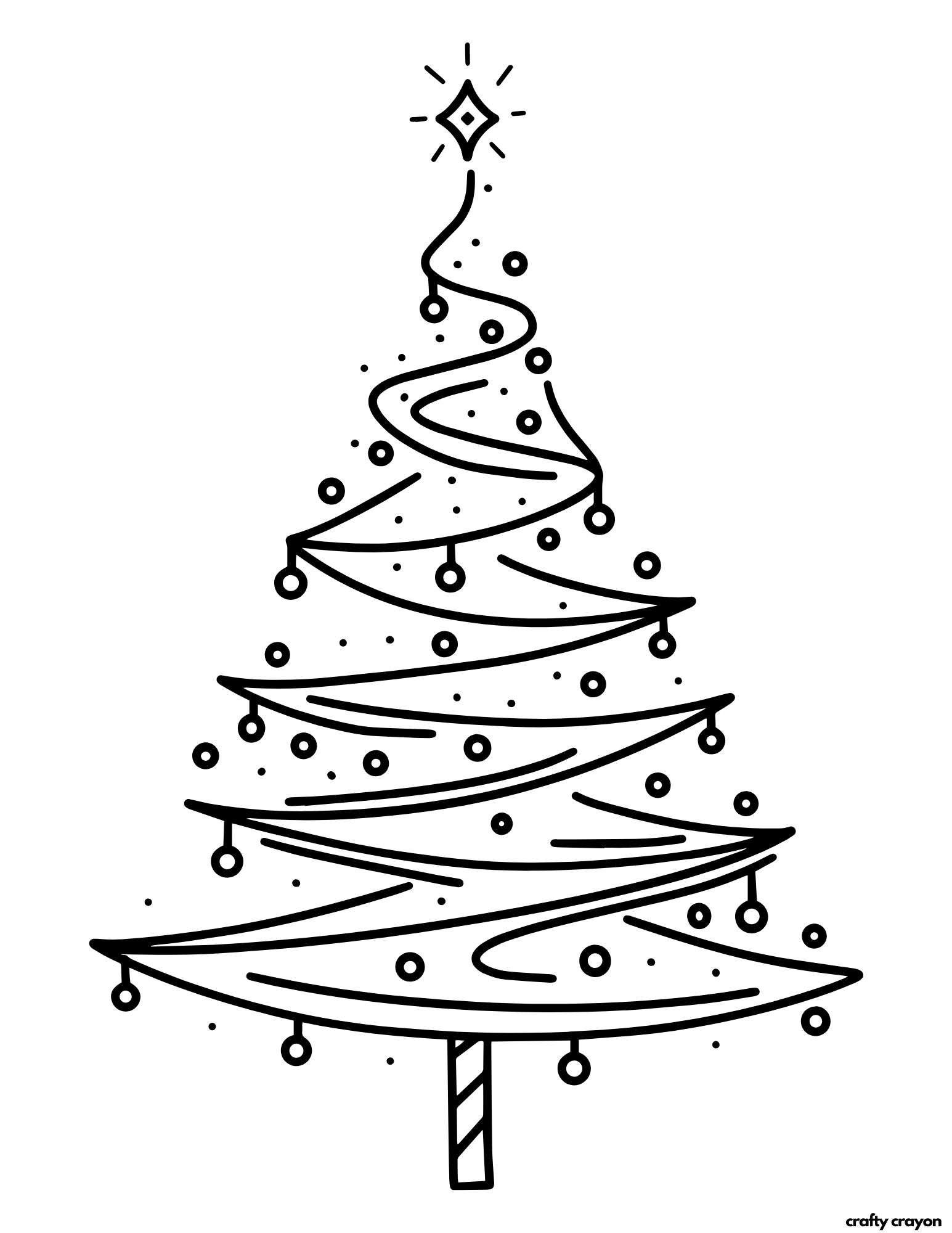 elegant christmas tree coloring page with ornaments