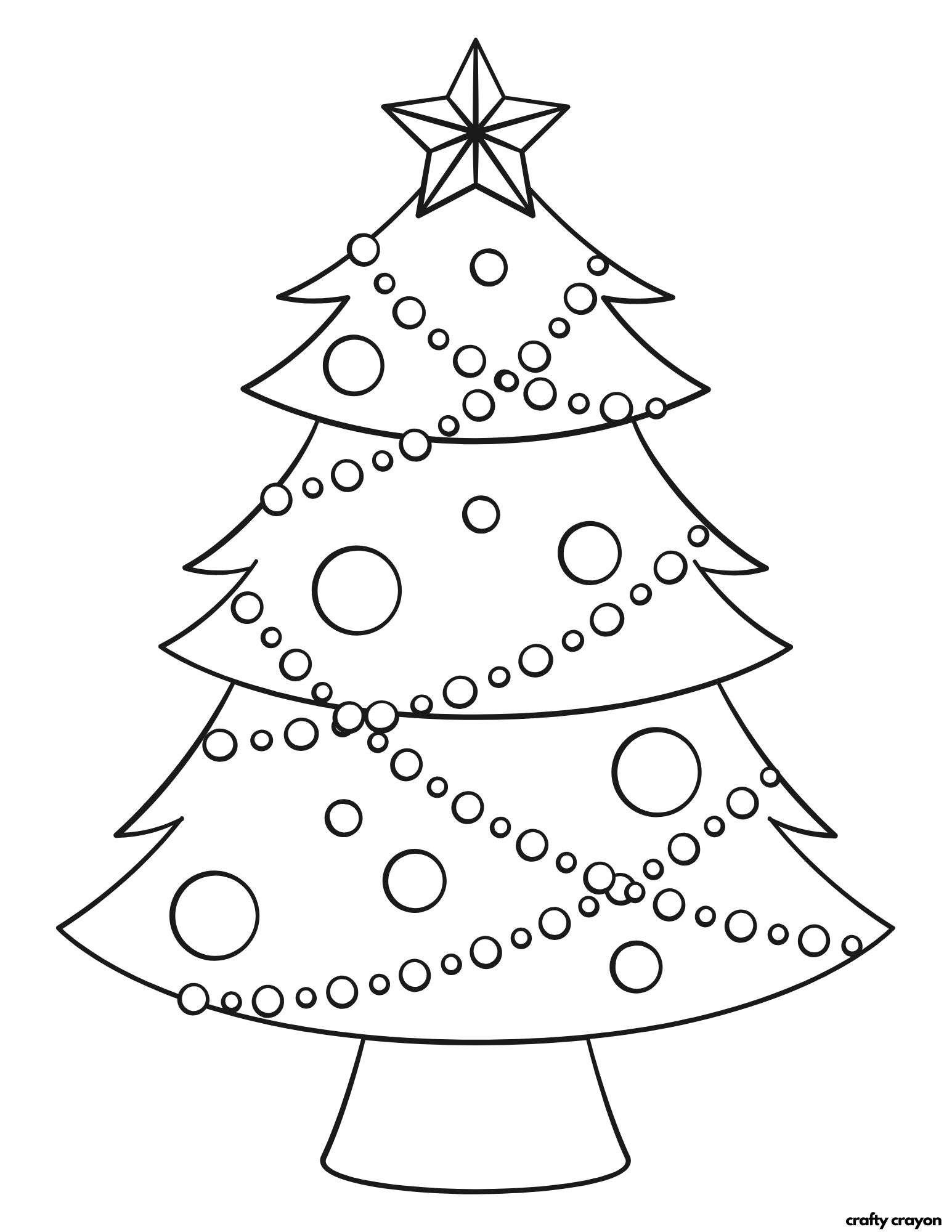 printable christmas tree coloring page garland