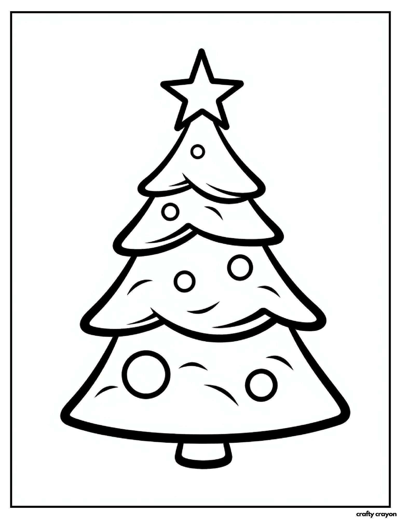 printable christmas tree coloring page star borders