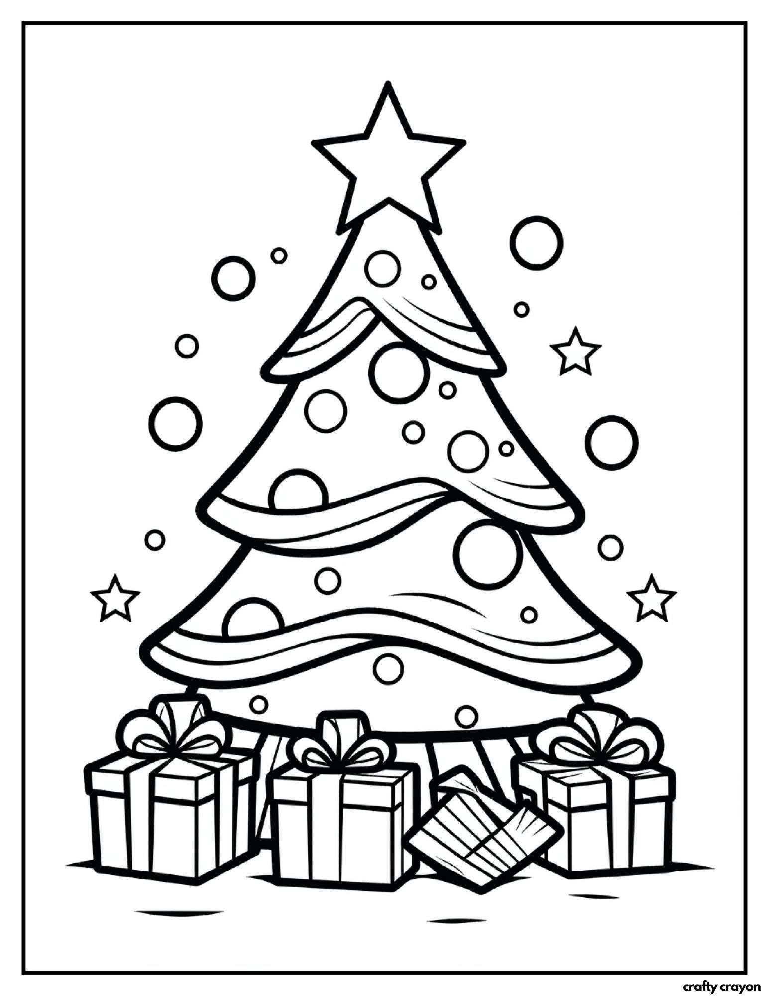 printable christmas tree coloring page gifts