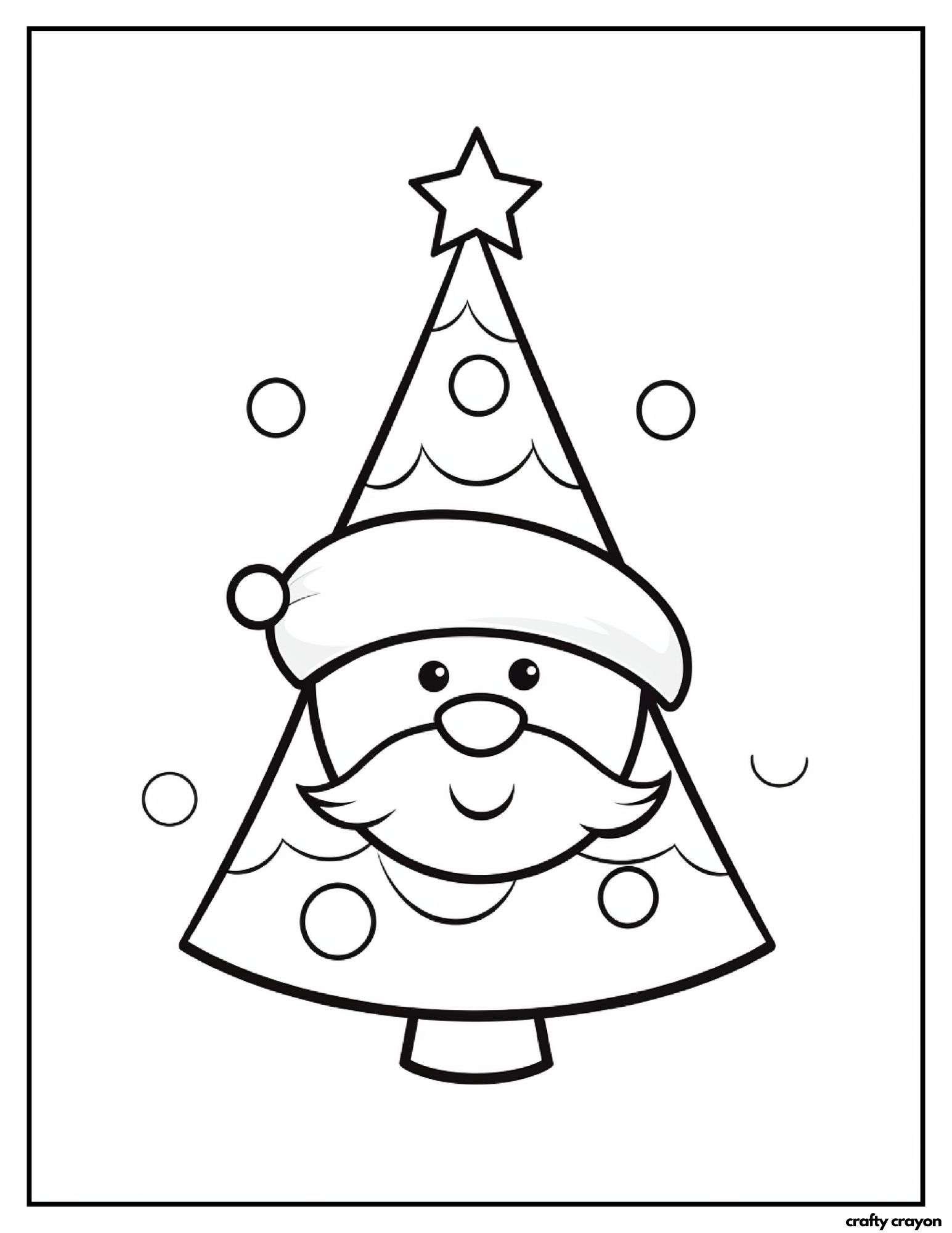 printable christmas tree coloring page santa hat