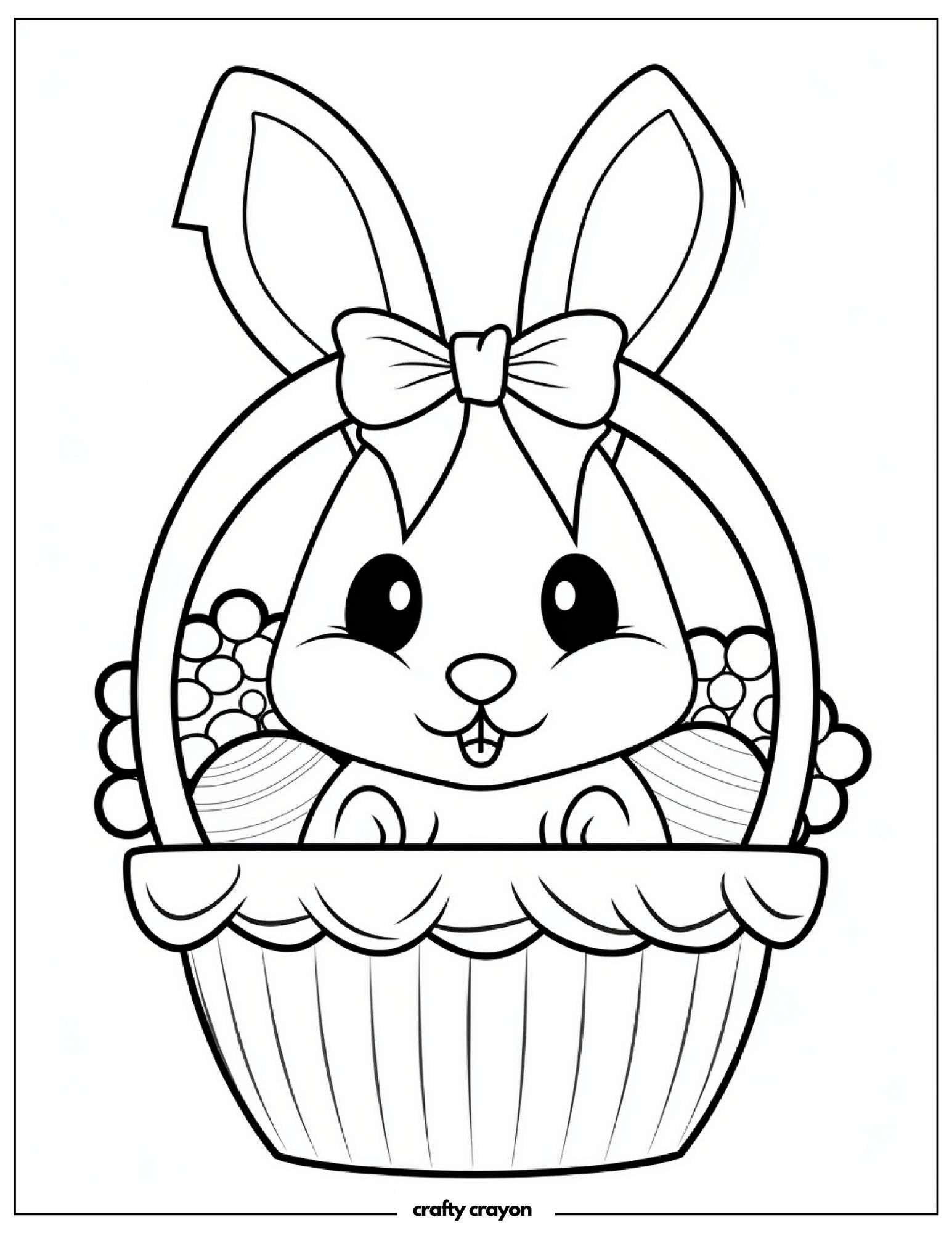 Adorable Bunny In Egg Basket Scene