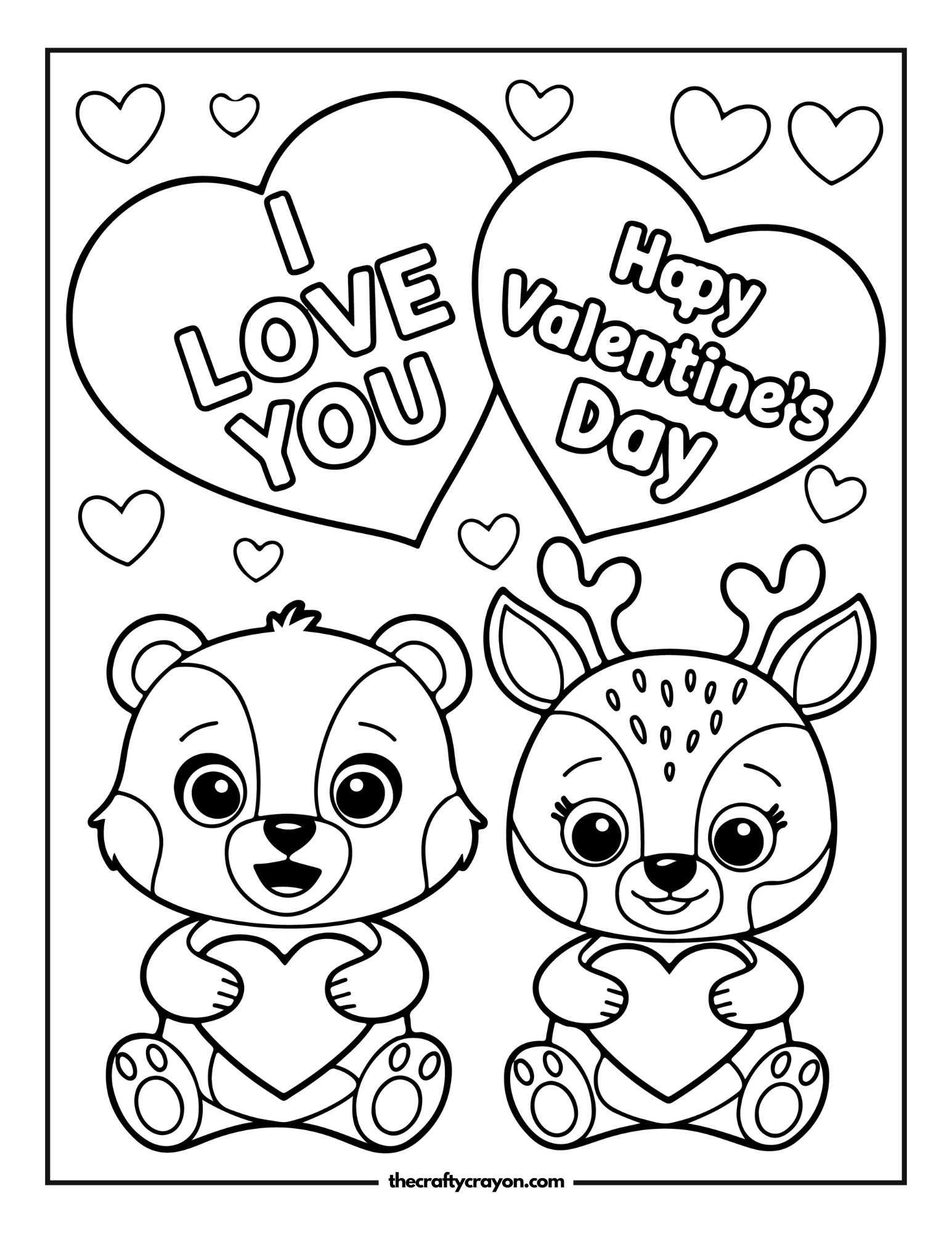 Bear And Deer Valentine Scene