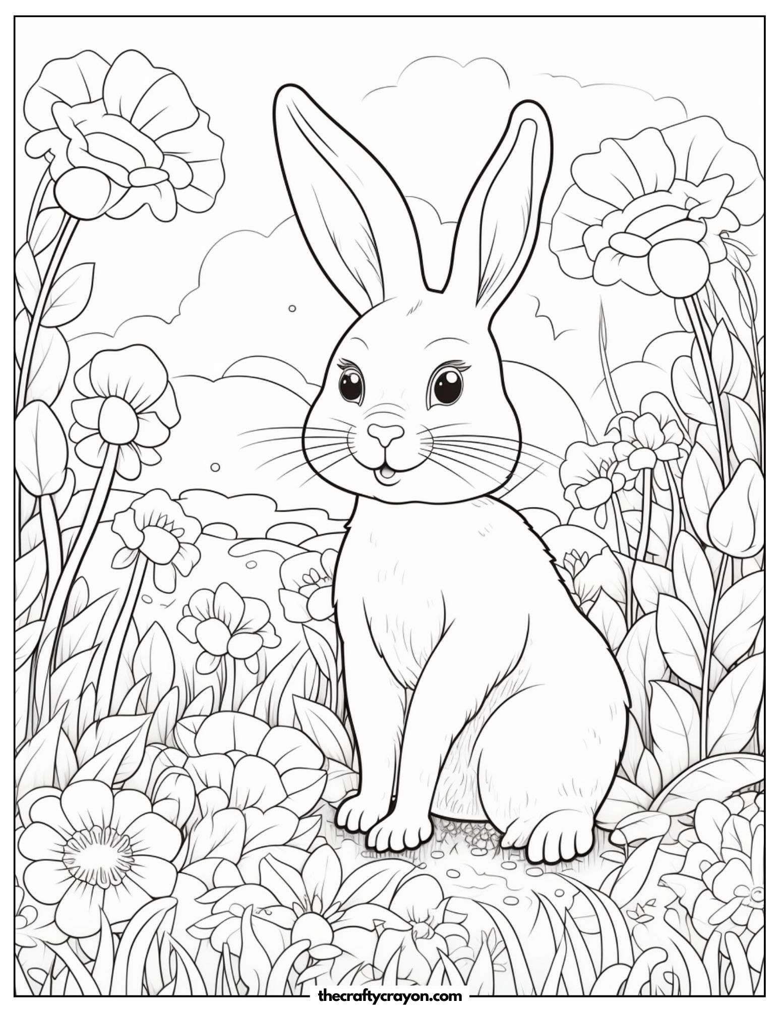 Bunny In Flower Garden