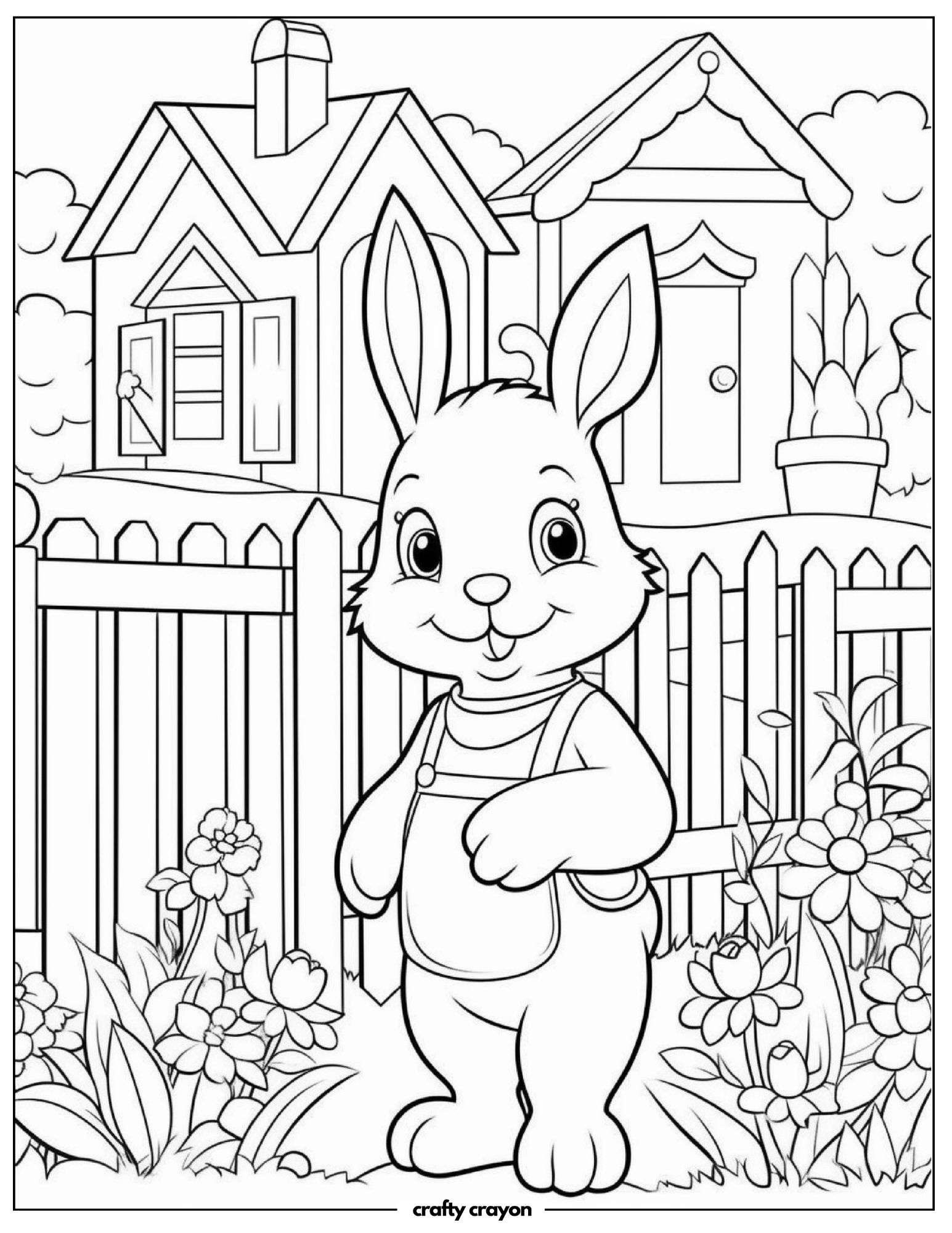 Bunny In Garden Near Cottage