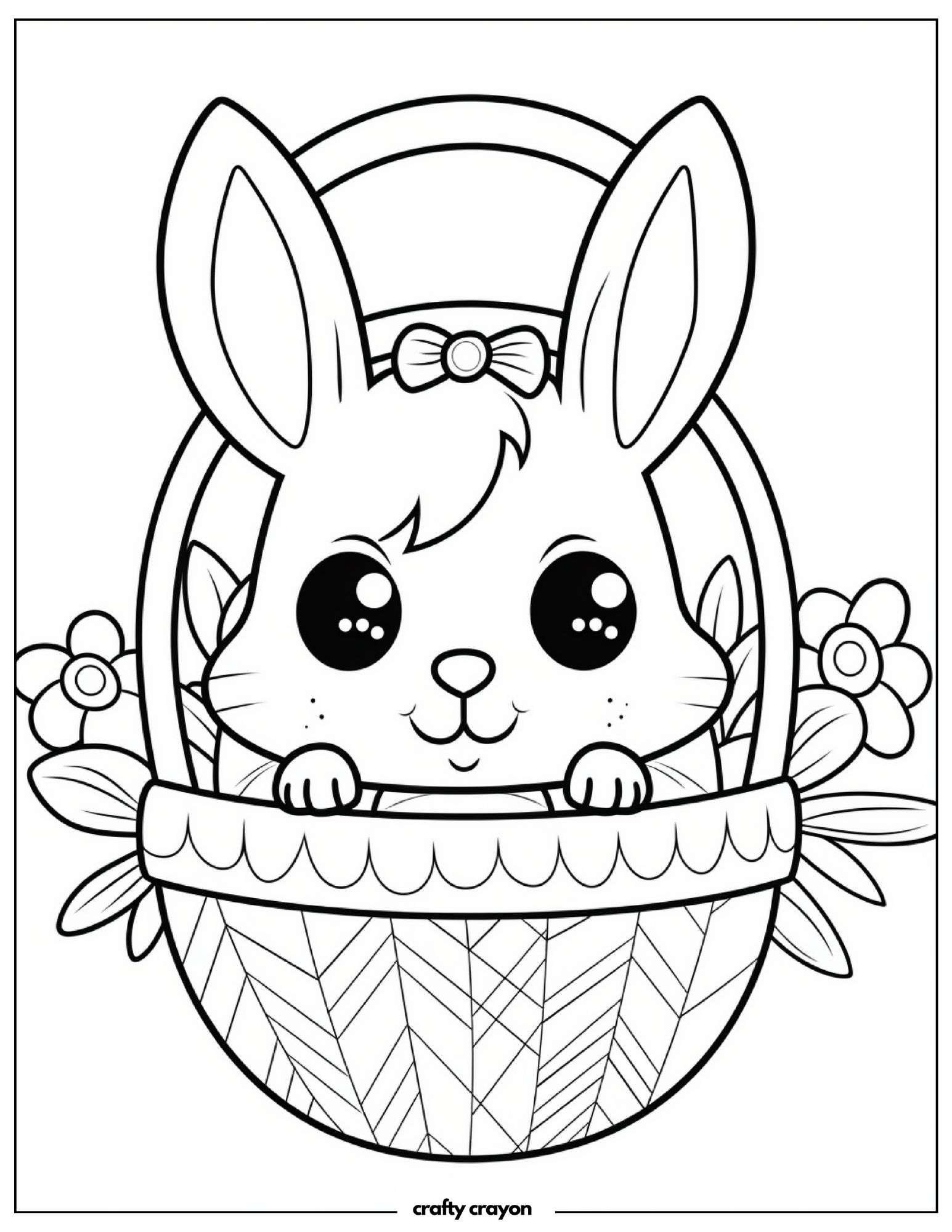 Bunny Peeking From Easter Egg Basket