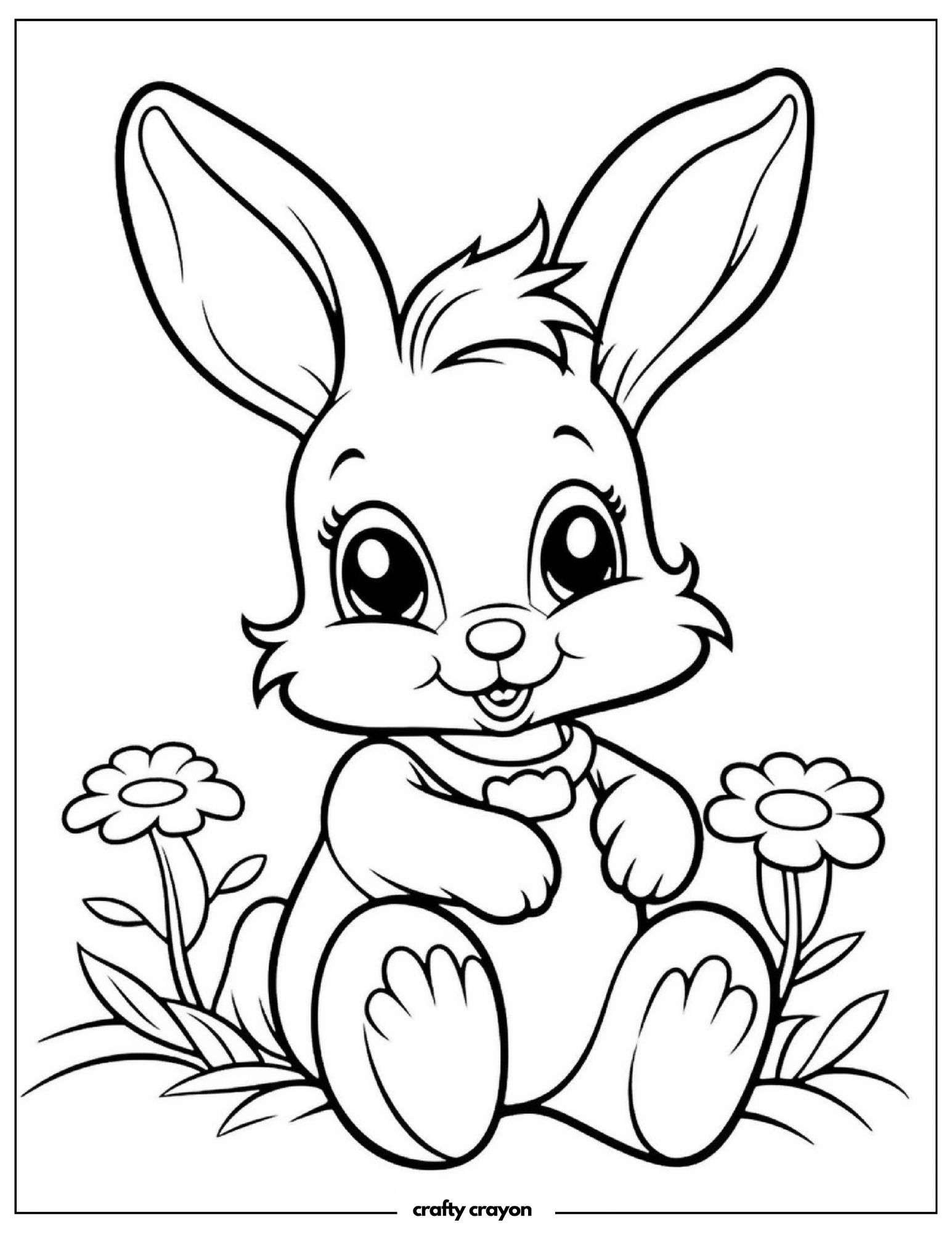 Bunny Relaxing In Flower Field