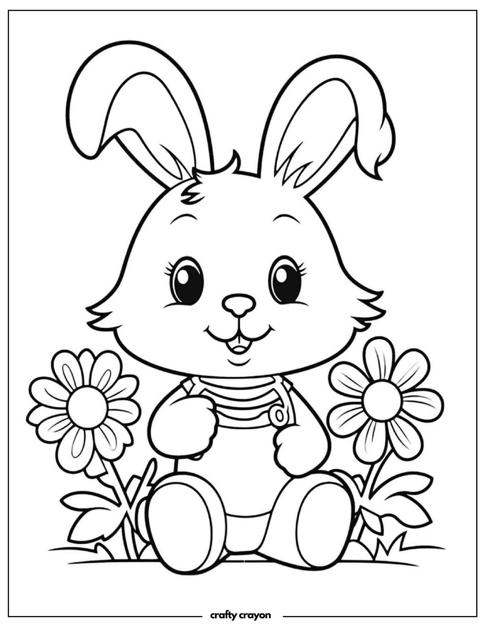 Bunny Sitting With Blooming Flowers