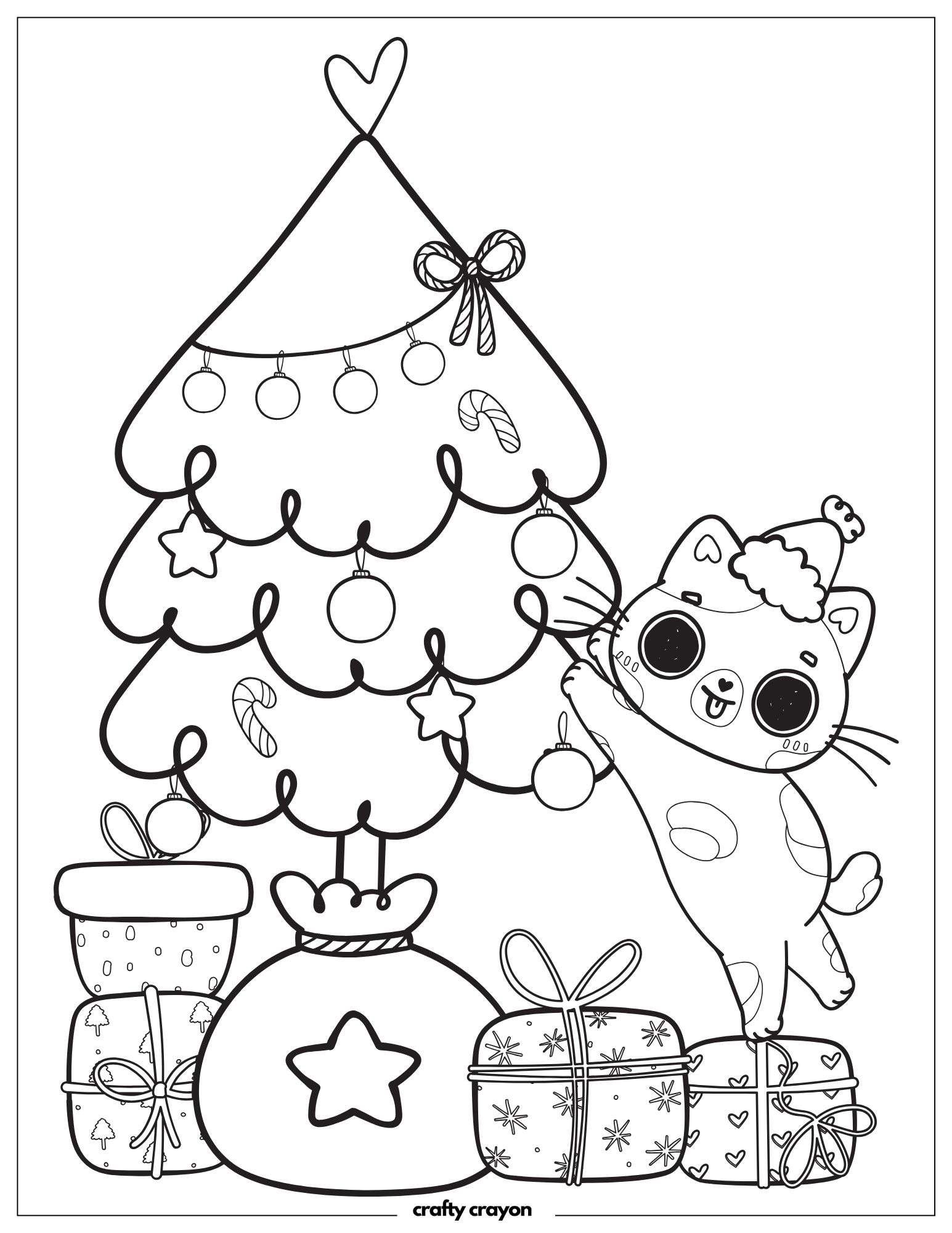 Cat Decorating Christmas Tree
