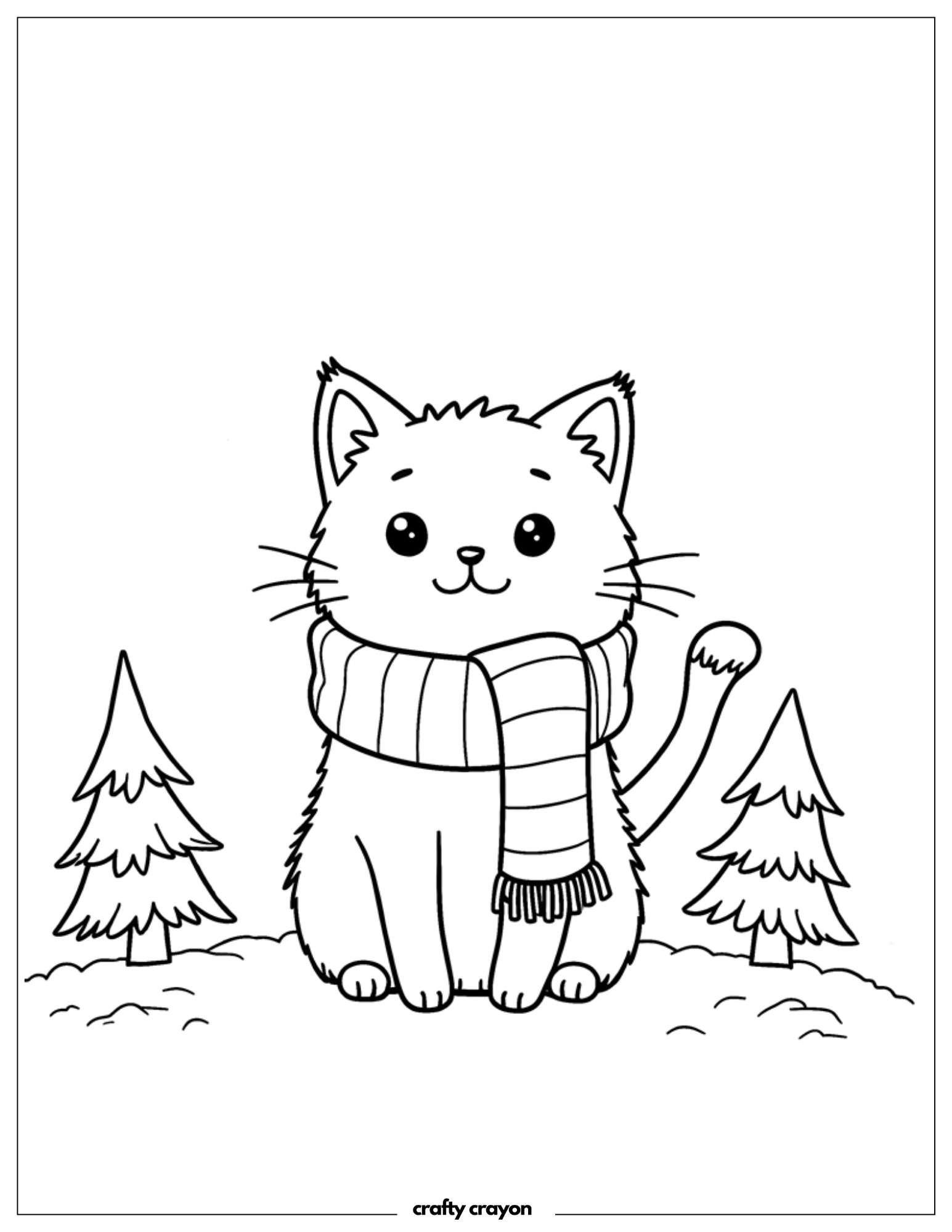 Cat In Scarf With Trees