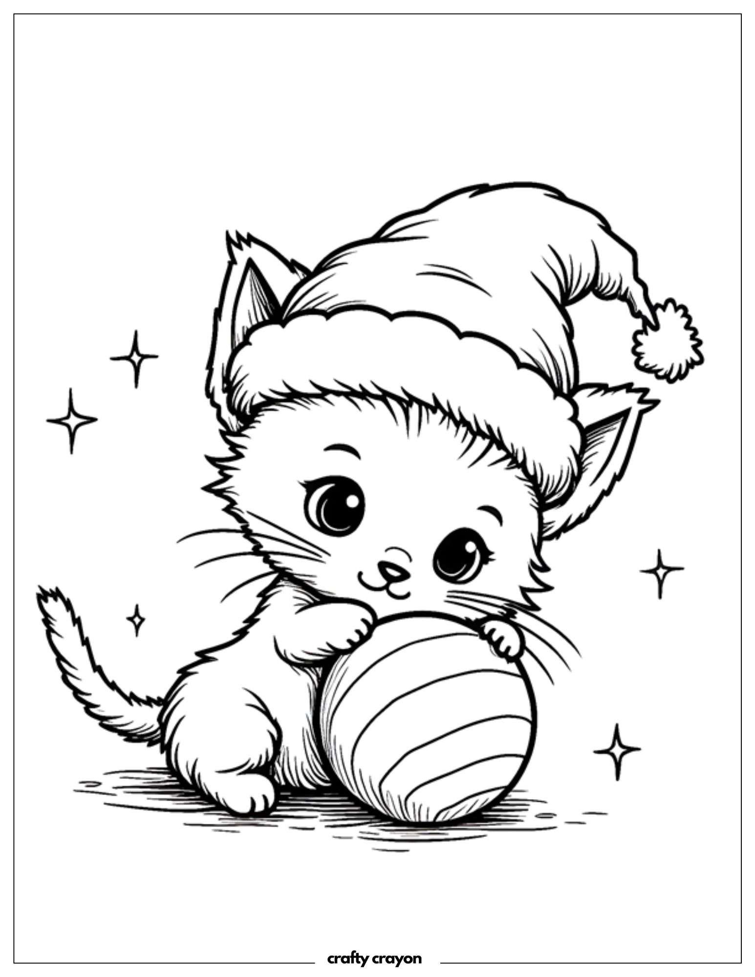 Cat Playing With Christmas Ball