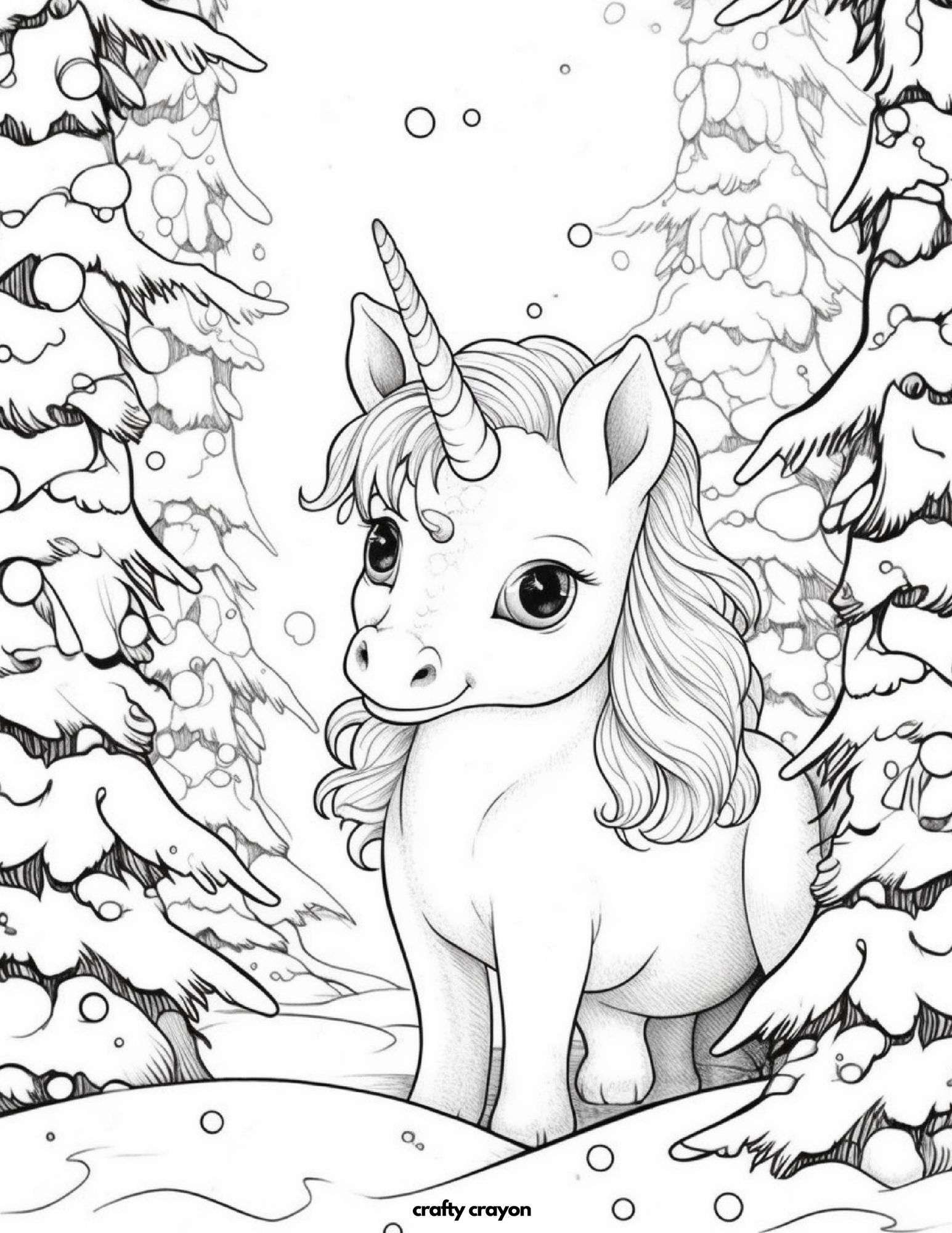 Charming Holiday Unicorn Coloring Page