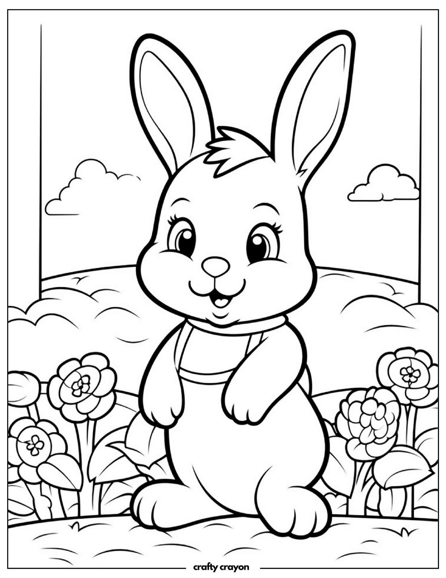 Cheerful Bunny In Scenic Field