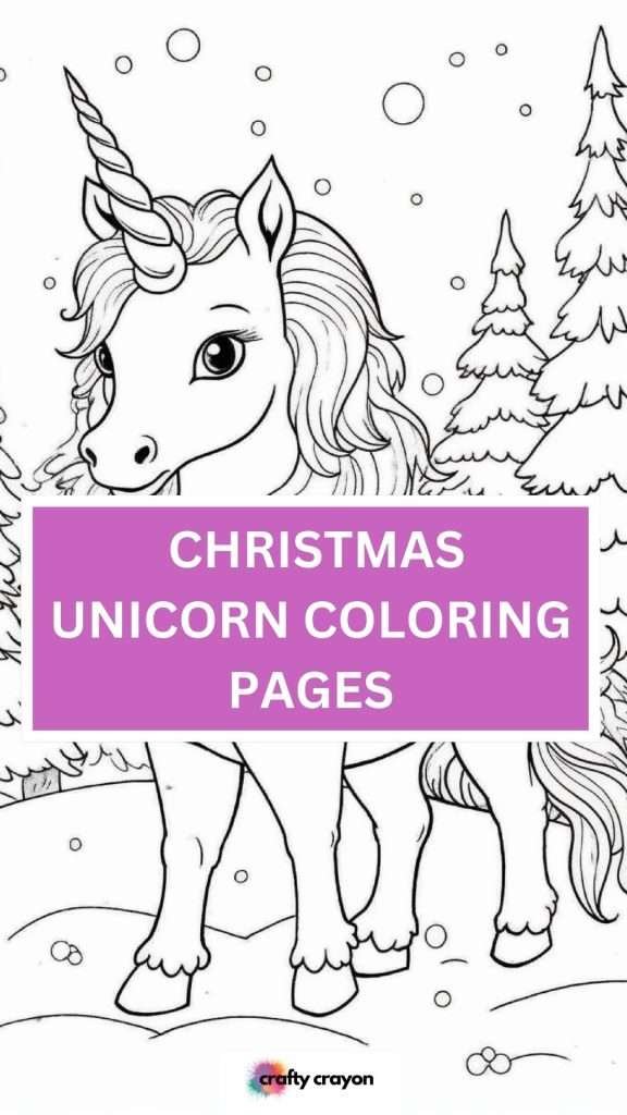 Chistmas Unicorn Coloring Pages