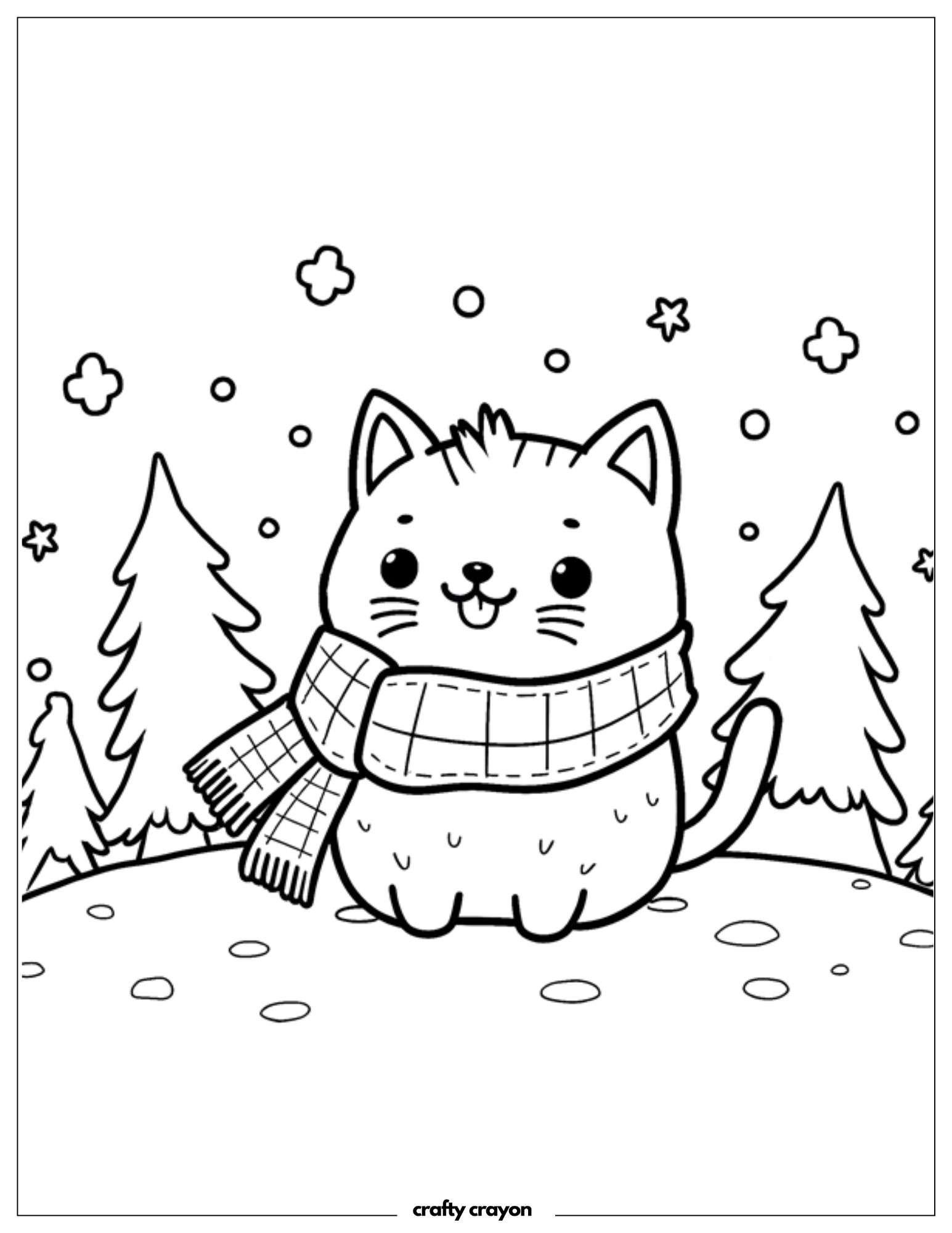 Christmas Cat Wearing Scarf In Snow