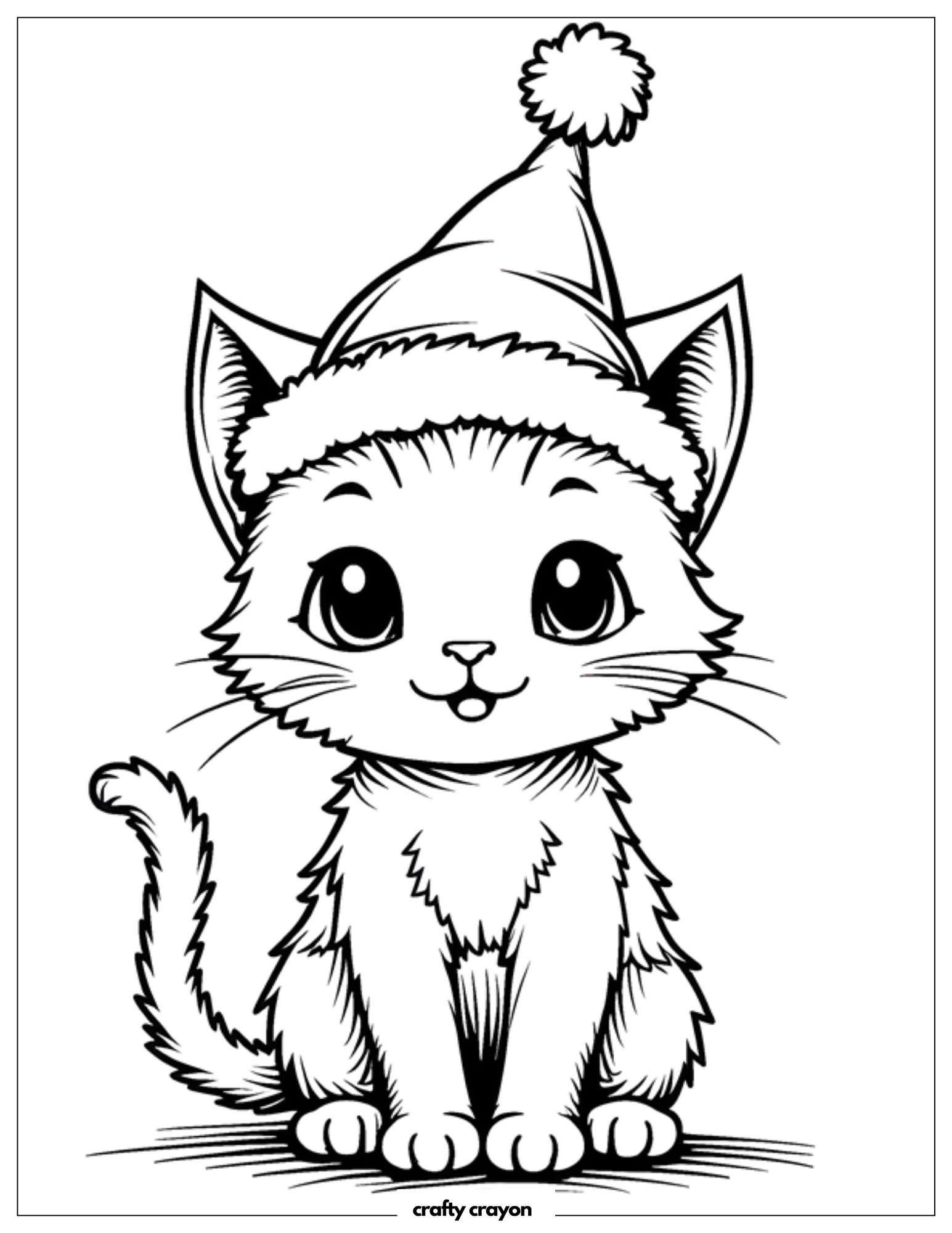 Christmas Cat With Santa Hat 