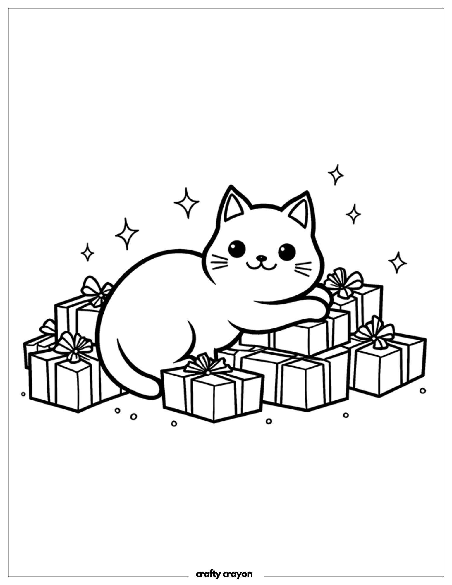 Christmas Cat With Sparkling Gifts