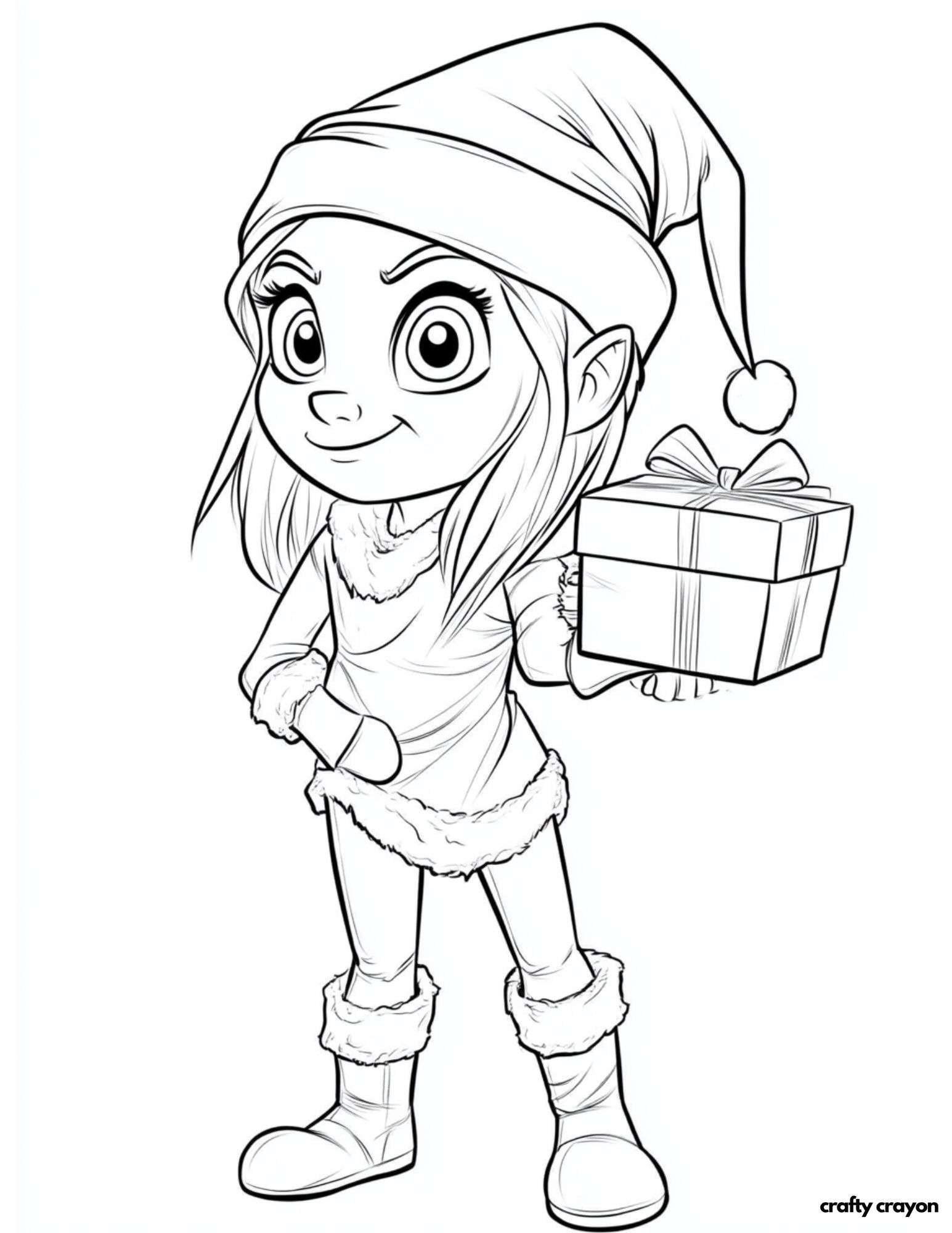 Christmas Elf Holding A Gift