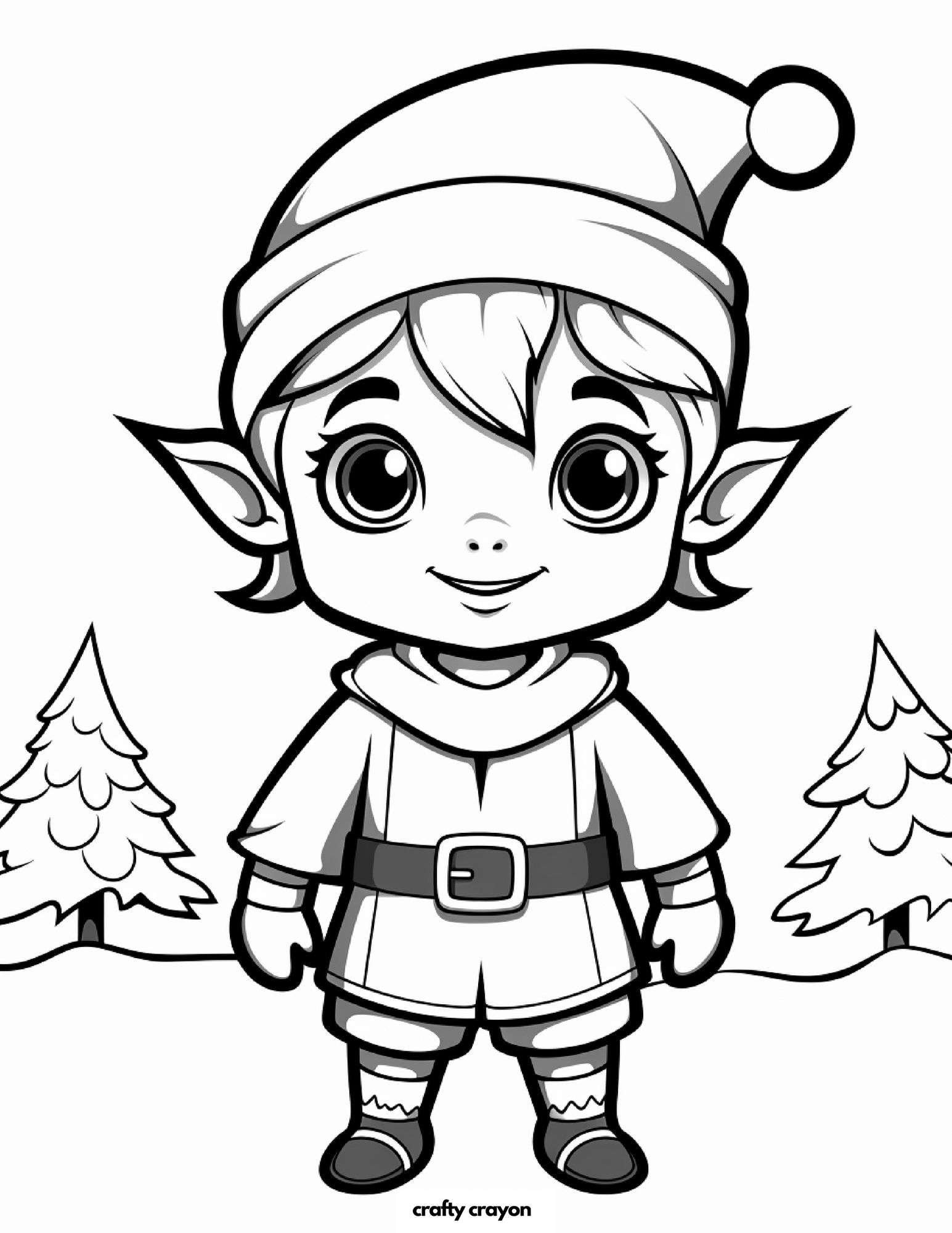 Christmas Elf With Festive Trees