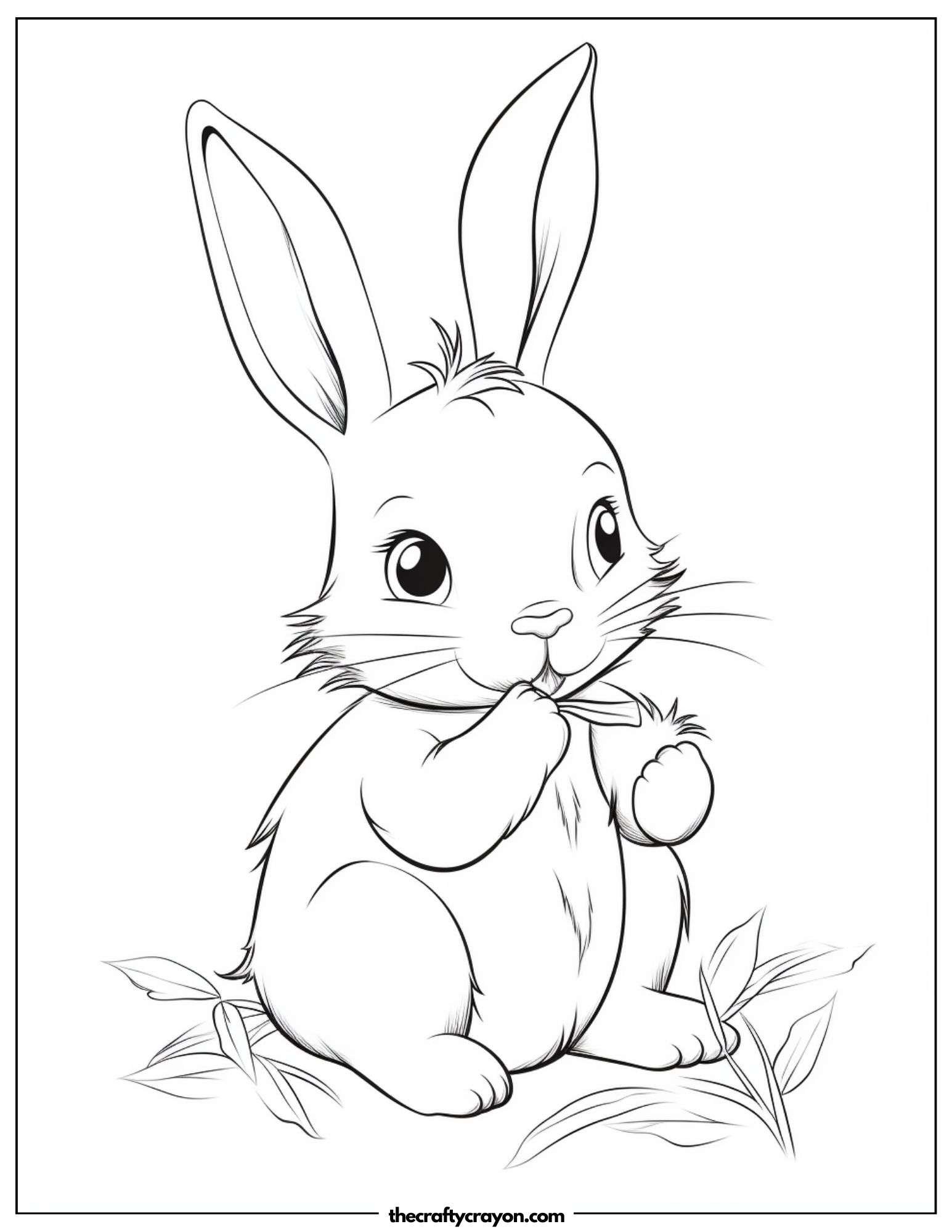 Cute Bunny Eating Leaves