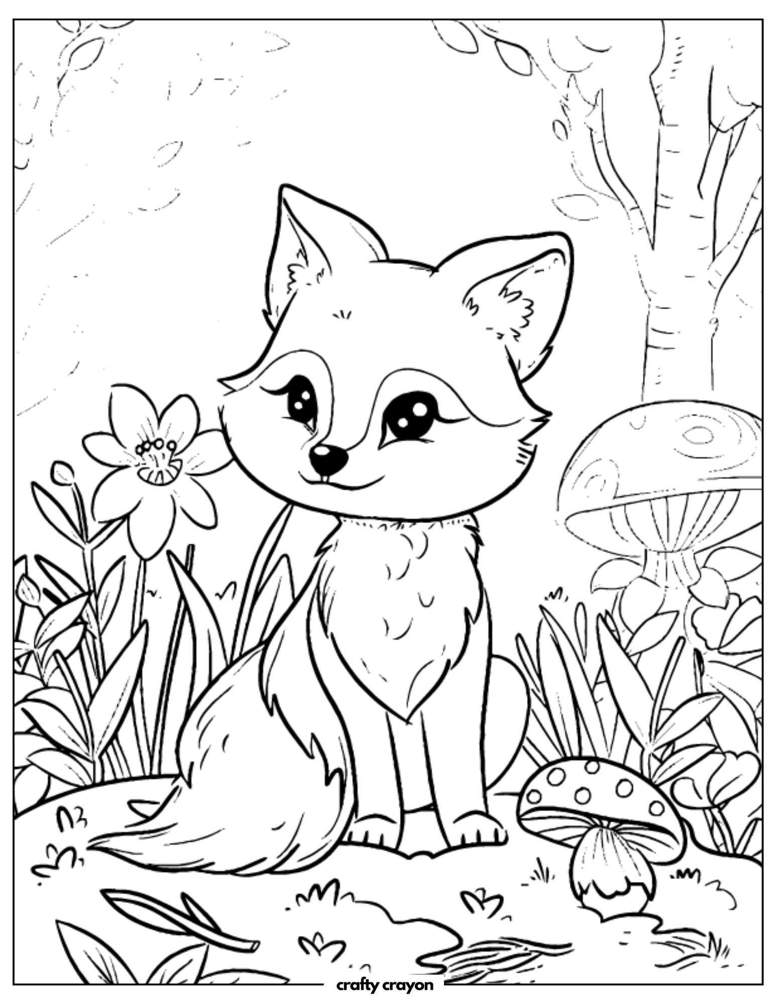Cute Fox By A Flower