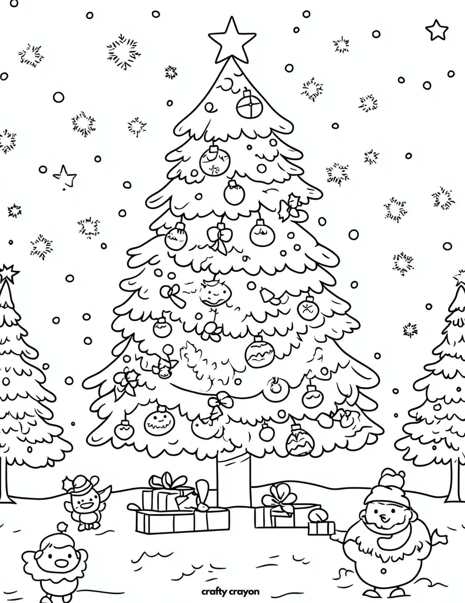 Decorated Christmas Tree Coloring Page