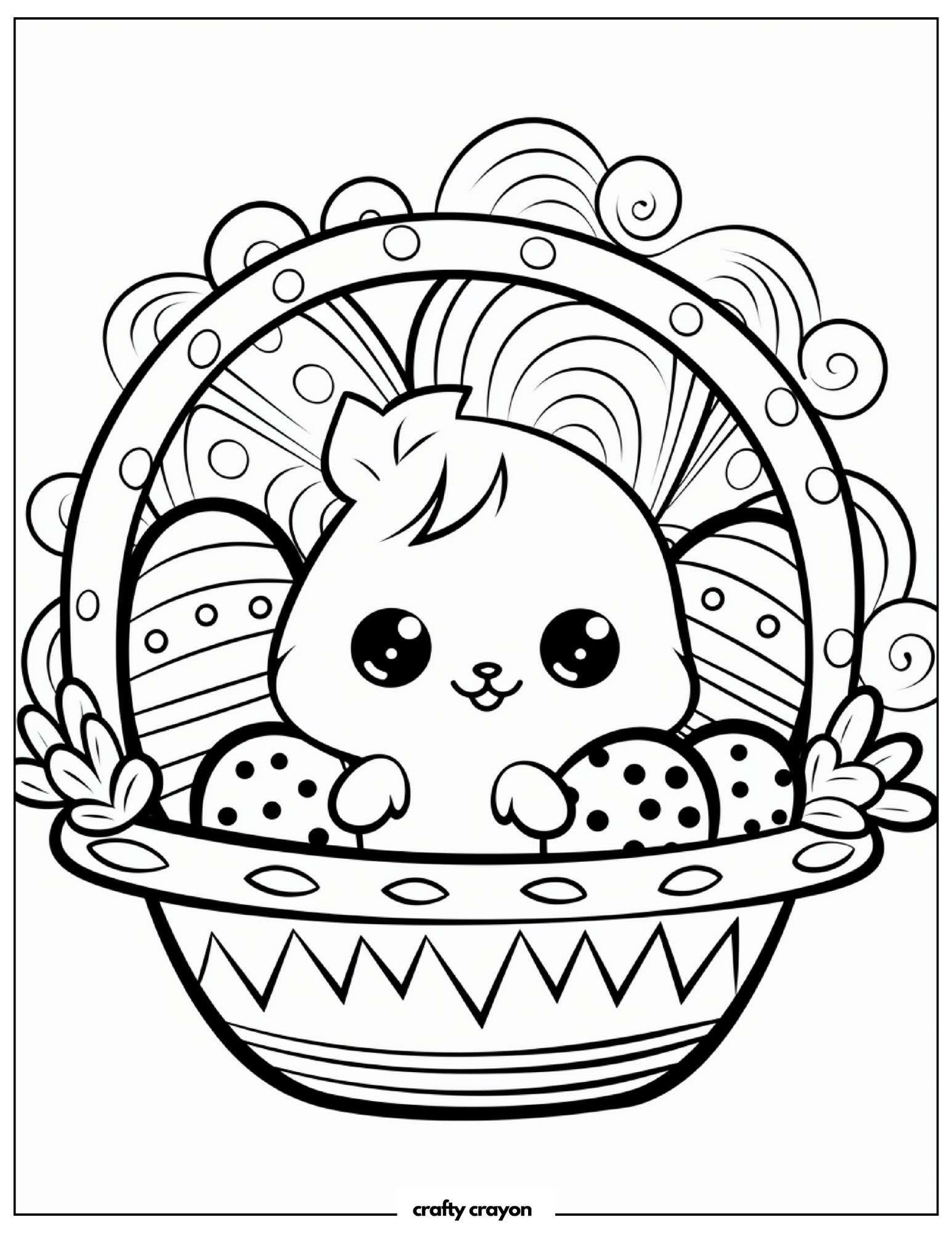 Easter Basket Full Of Decorative Eggs