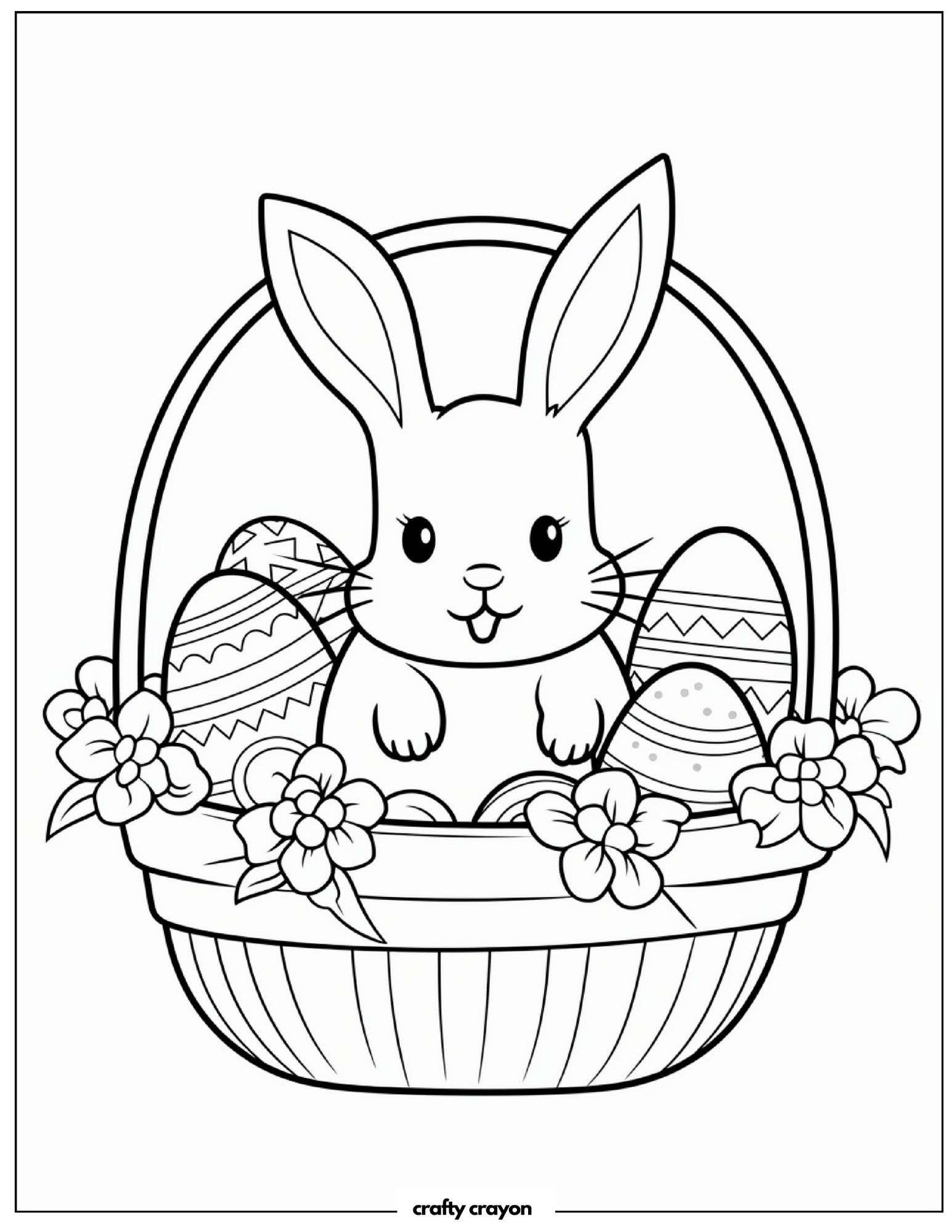 Easter Basket With Floral Eggs Design