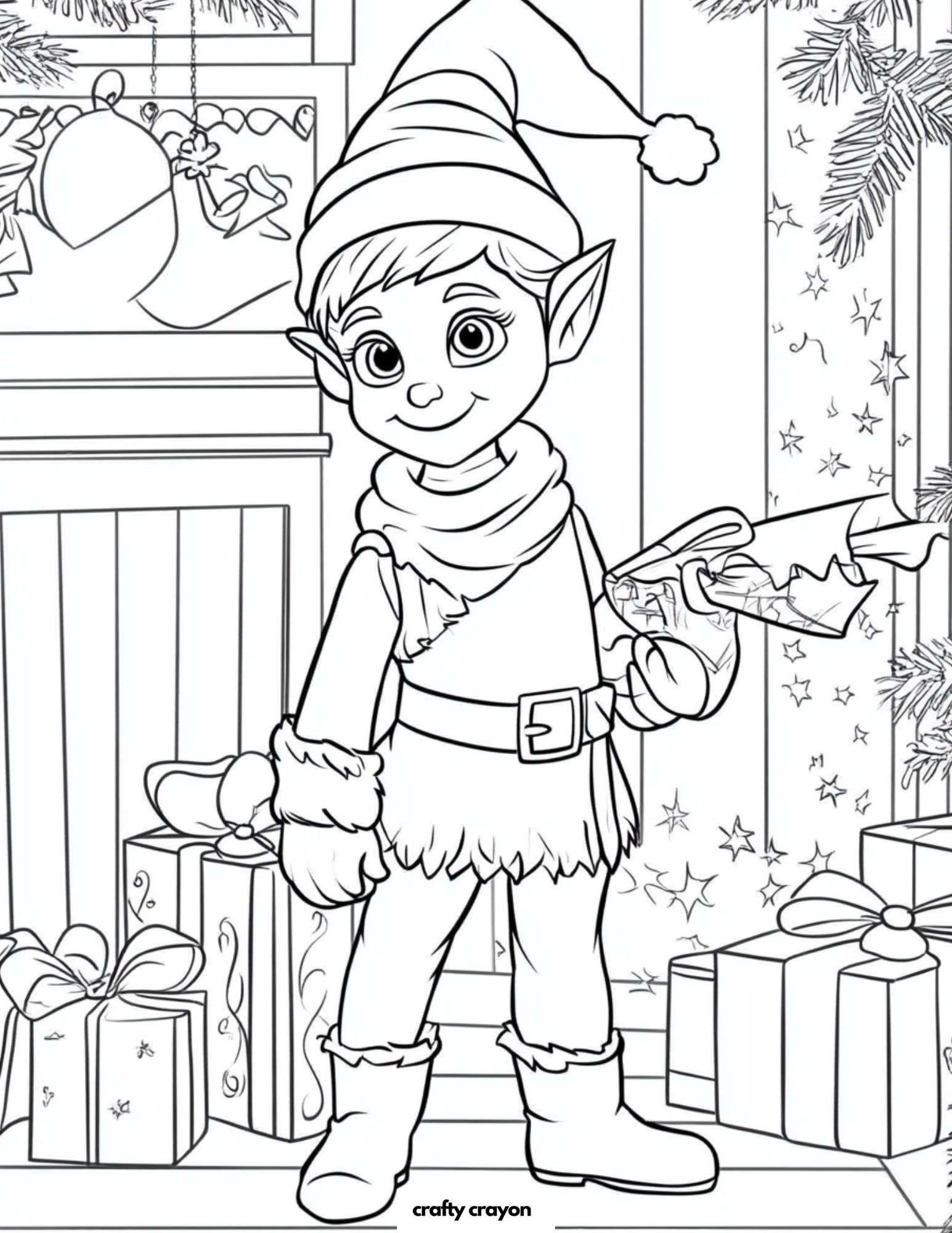 Elf By The Christmas Fireplace