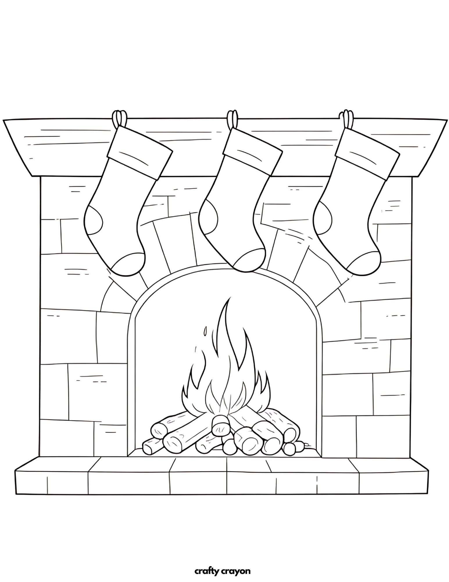 Fireplace With Stockings Coloring